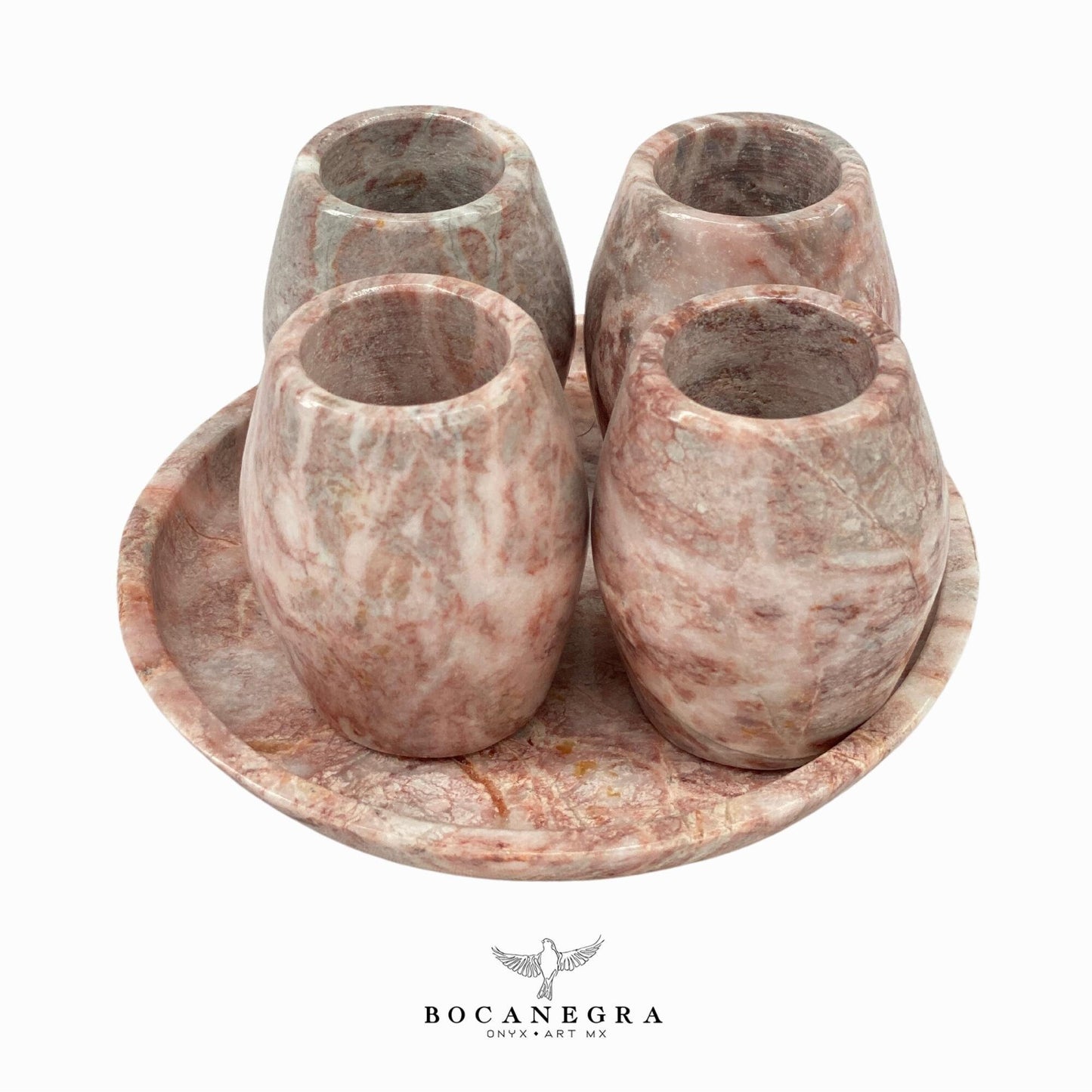 Pink Marble Tequila Shots - Hand carved shot - (Set of 4)