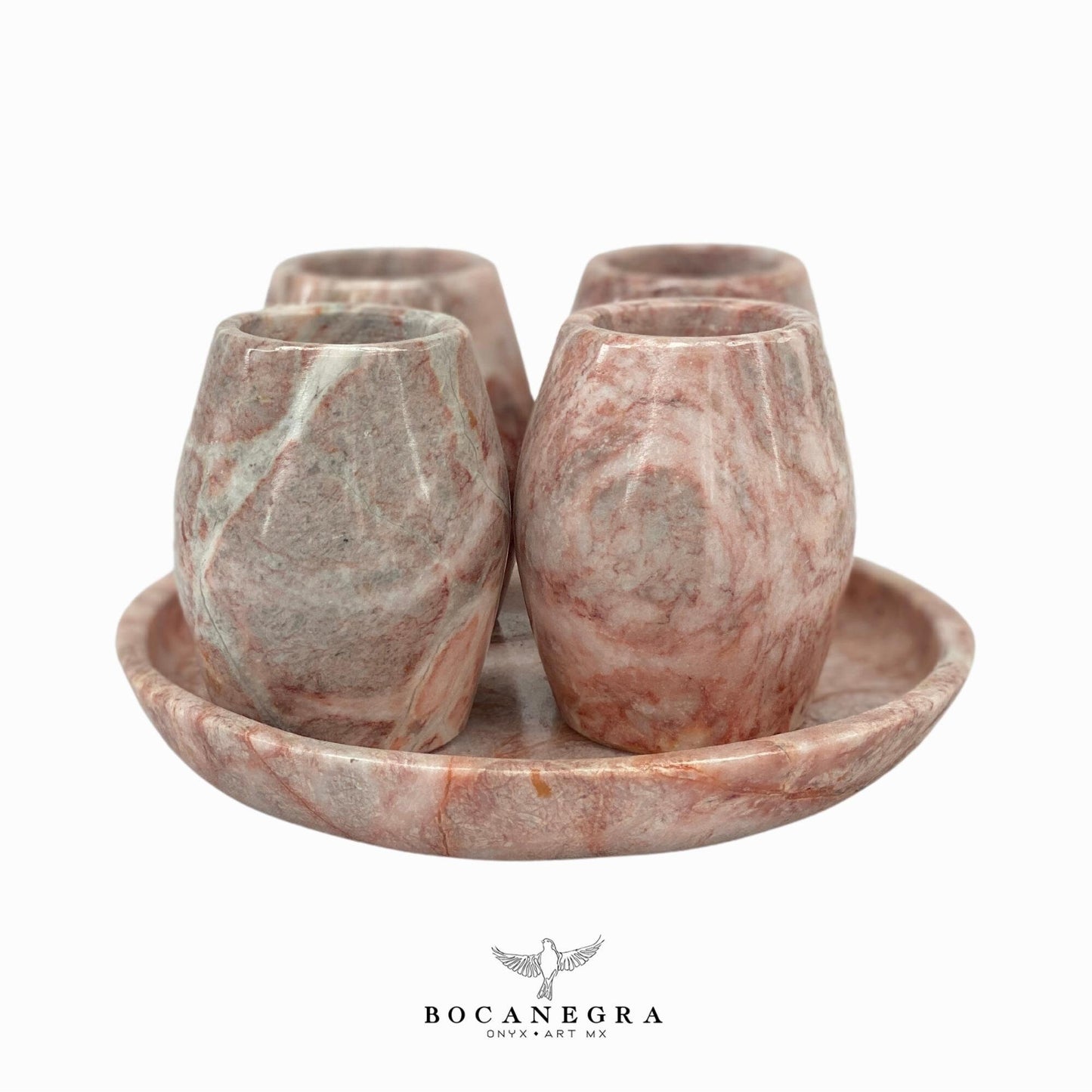 Pink Marble Tequila Shots - Hand carved shot - (Set of 4)