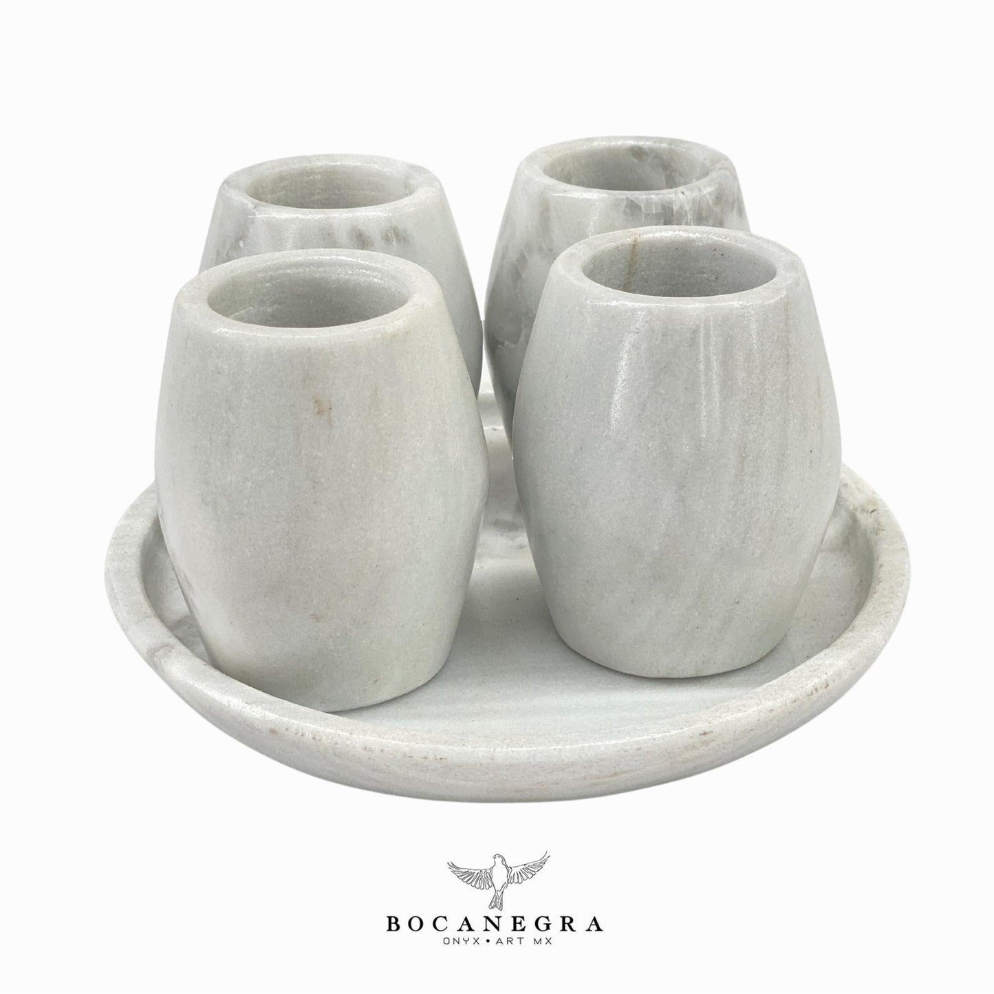 White Marble Tequila Shots - Hand carved shot - (Set of 4)