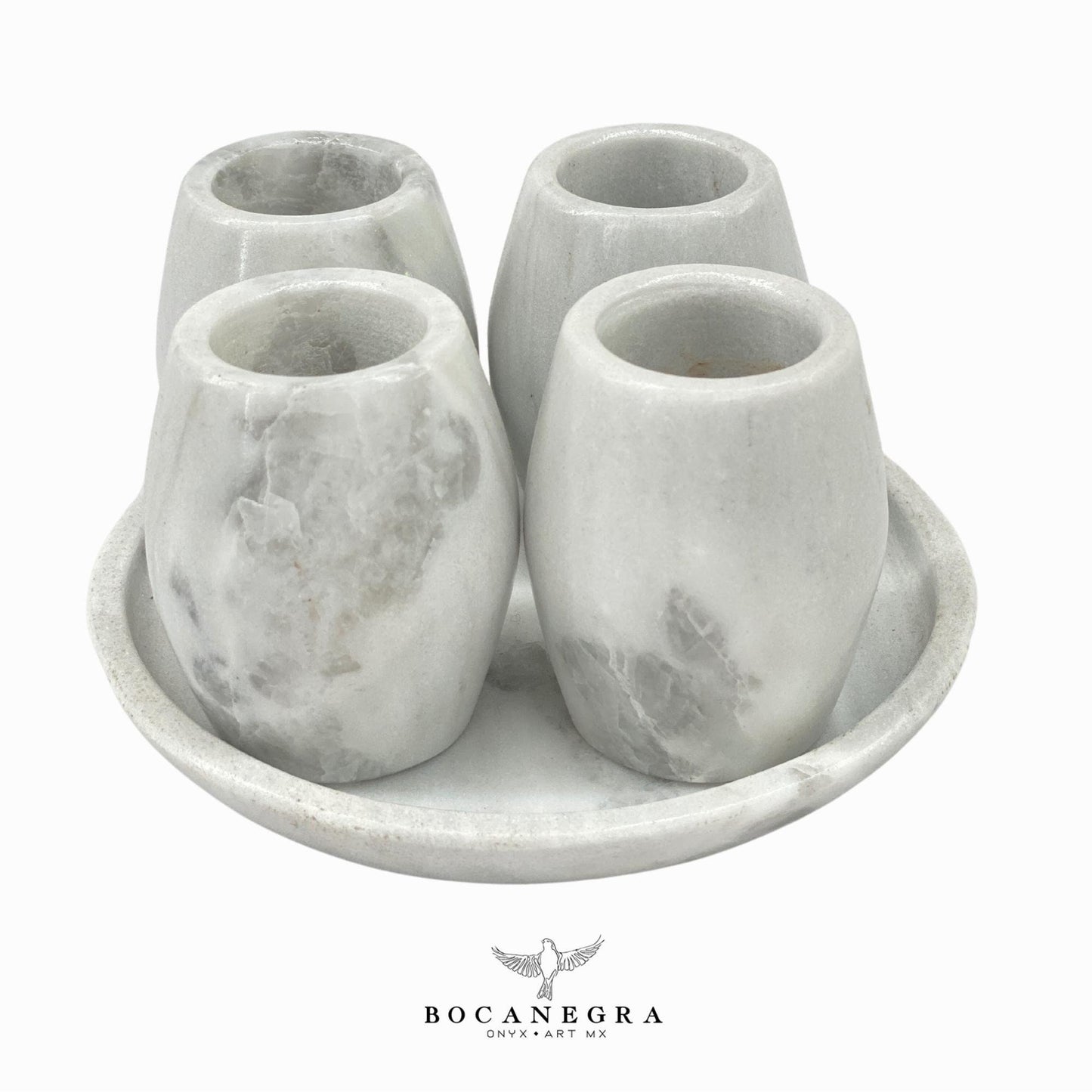 White Marble Tequila Shots - Hand carved shot - (Set of 4)