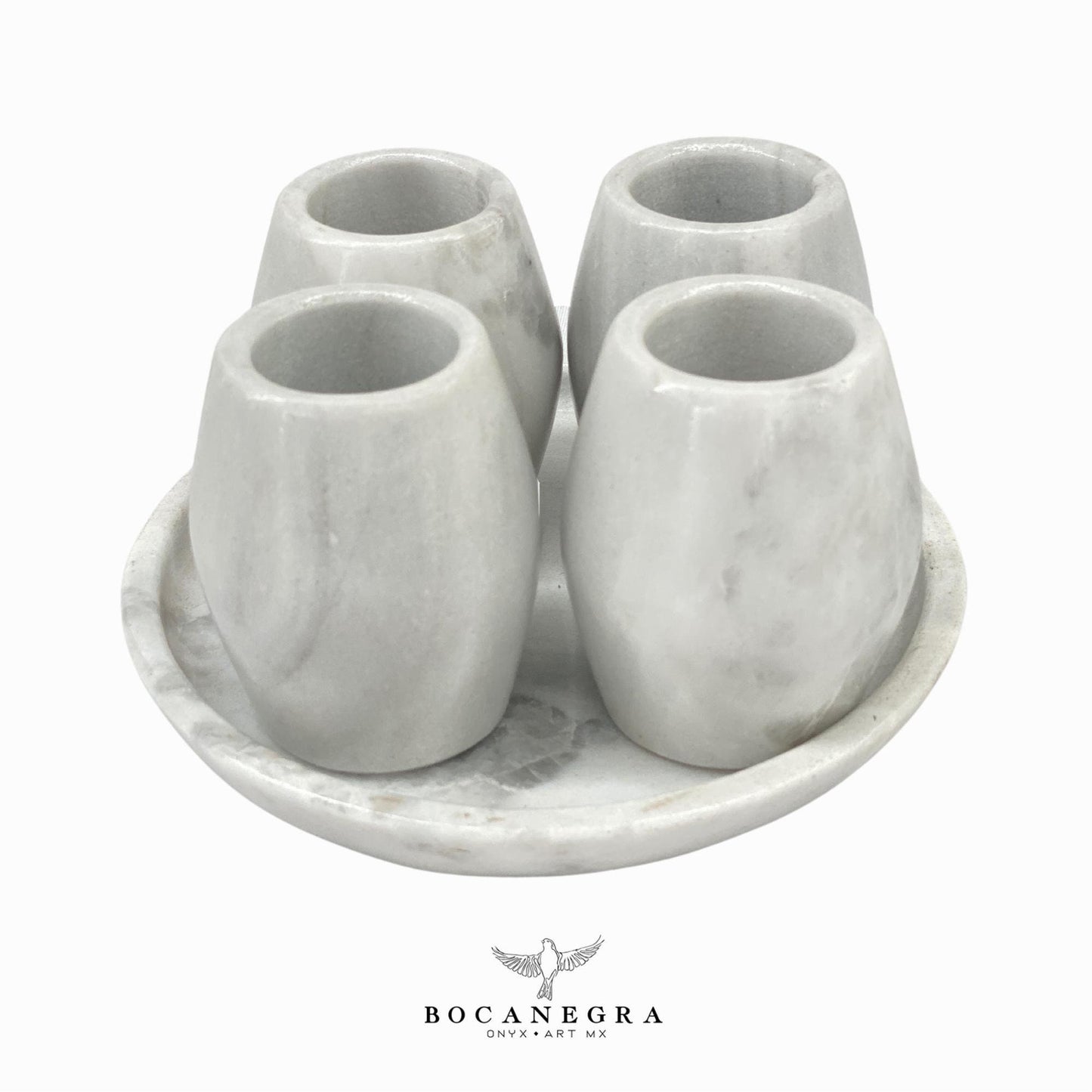 White Marble Tequila Shots - Hand carved shot - (Set of 4)
