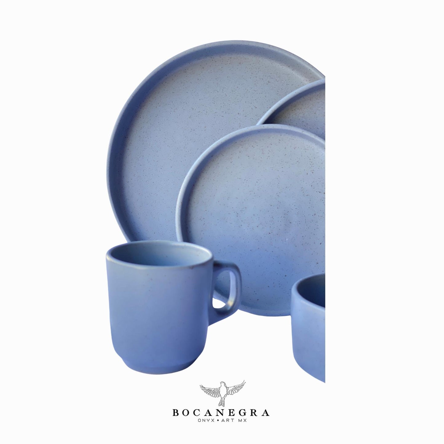 Handmade ceramic dinnerware set - Blue Ceramic tableware (5 piece set)