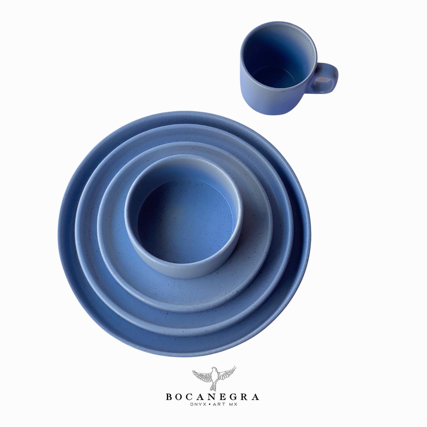 Handmade ceramic dinnerware set - Blue Ceramic tableware (5 piece set)