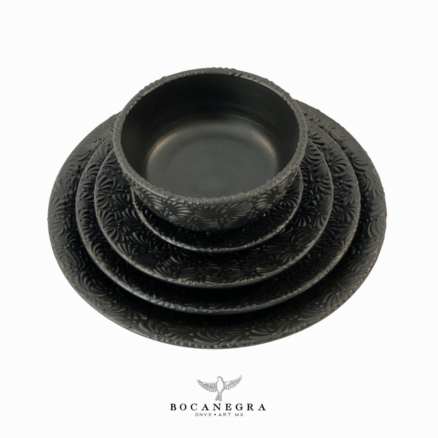 Talavera dinnerware personal set - Black tableware (5 piece set)