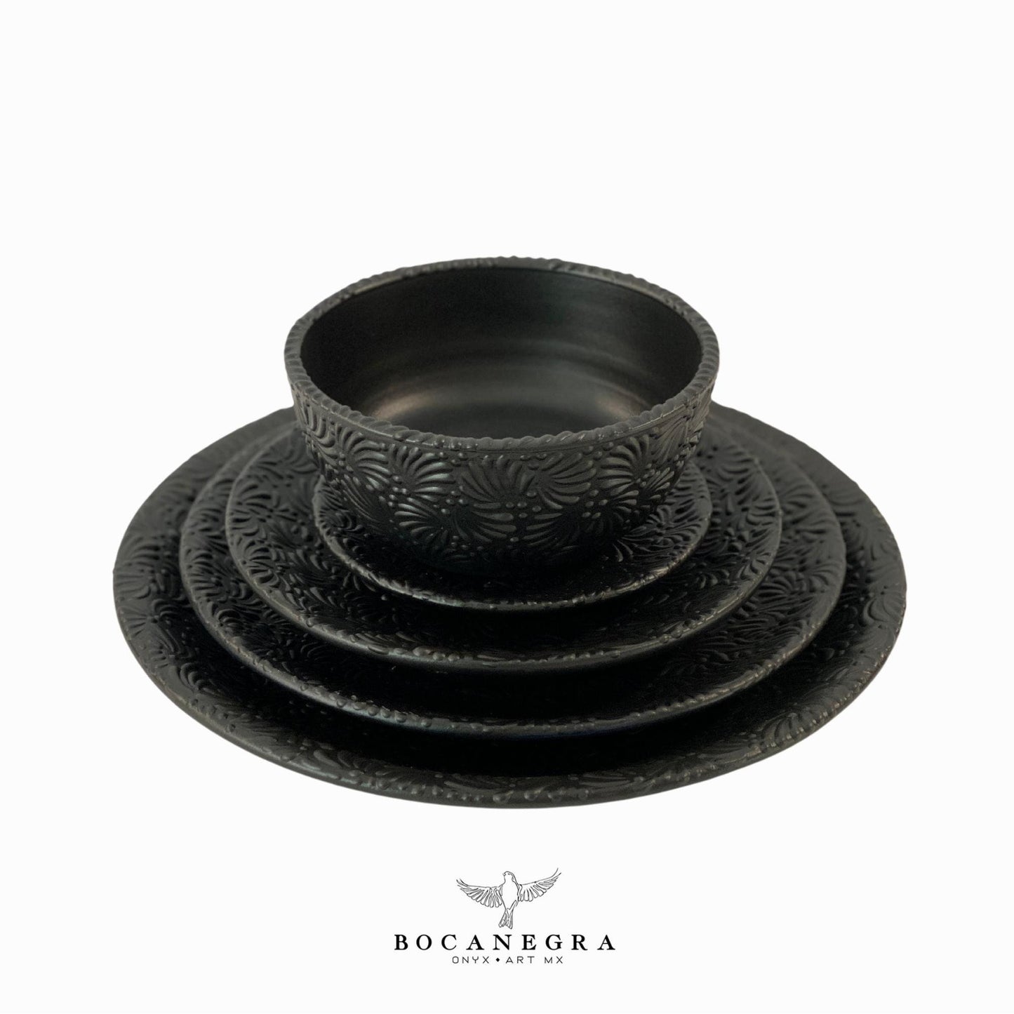 Talavera dinnerware personal set - Black tableware (5 piece set)