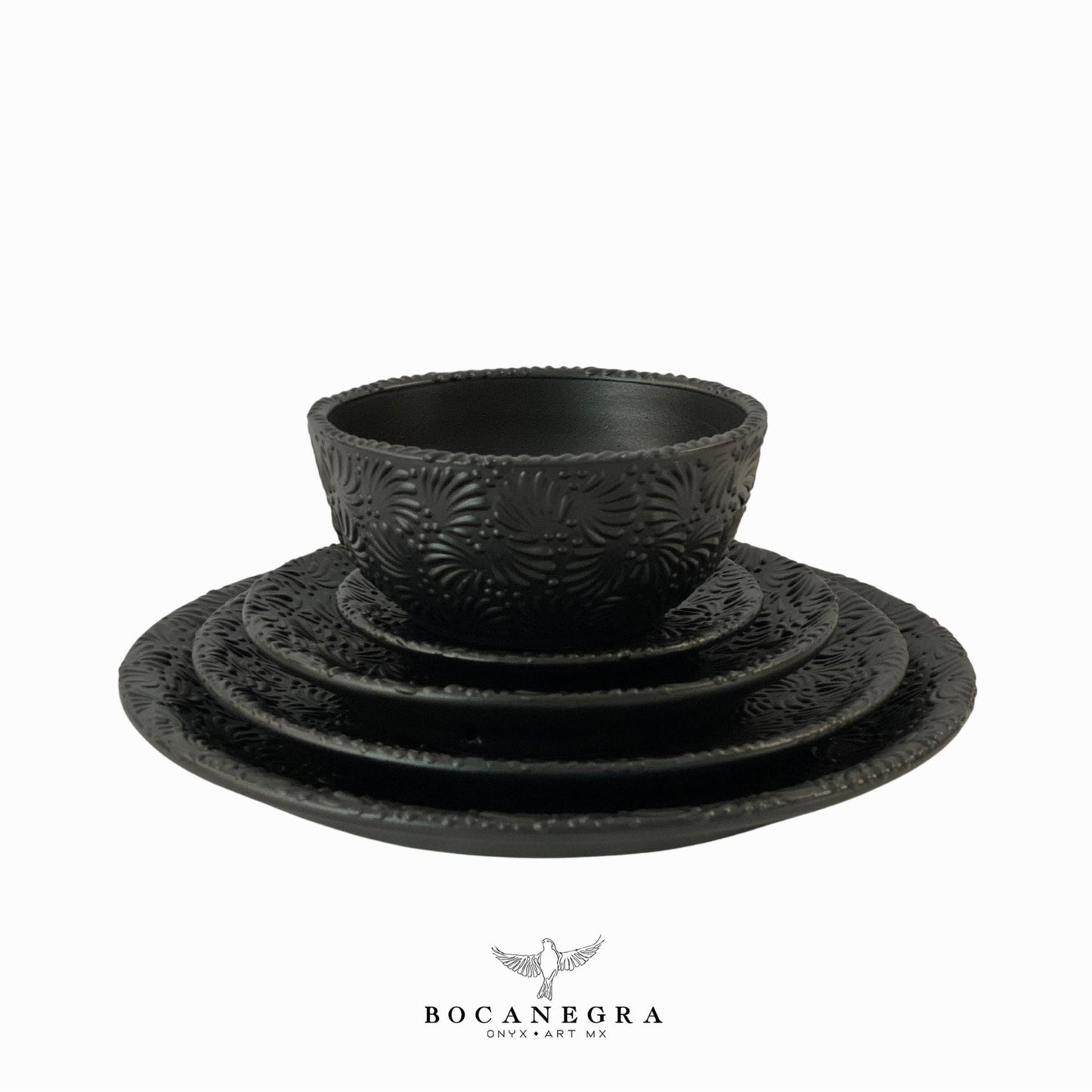 Talavera dinnerware personal set - Black tableware (5 piece set)