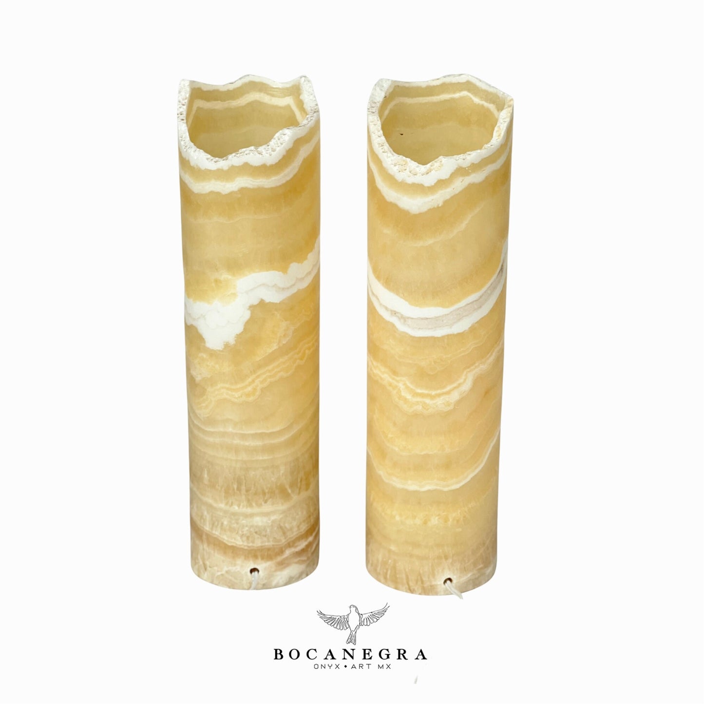 Beige & White Onyx Stone Lamp (Two Set) Table Lamp - Home Decor