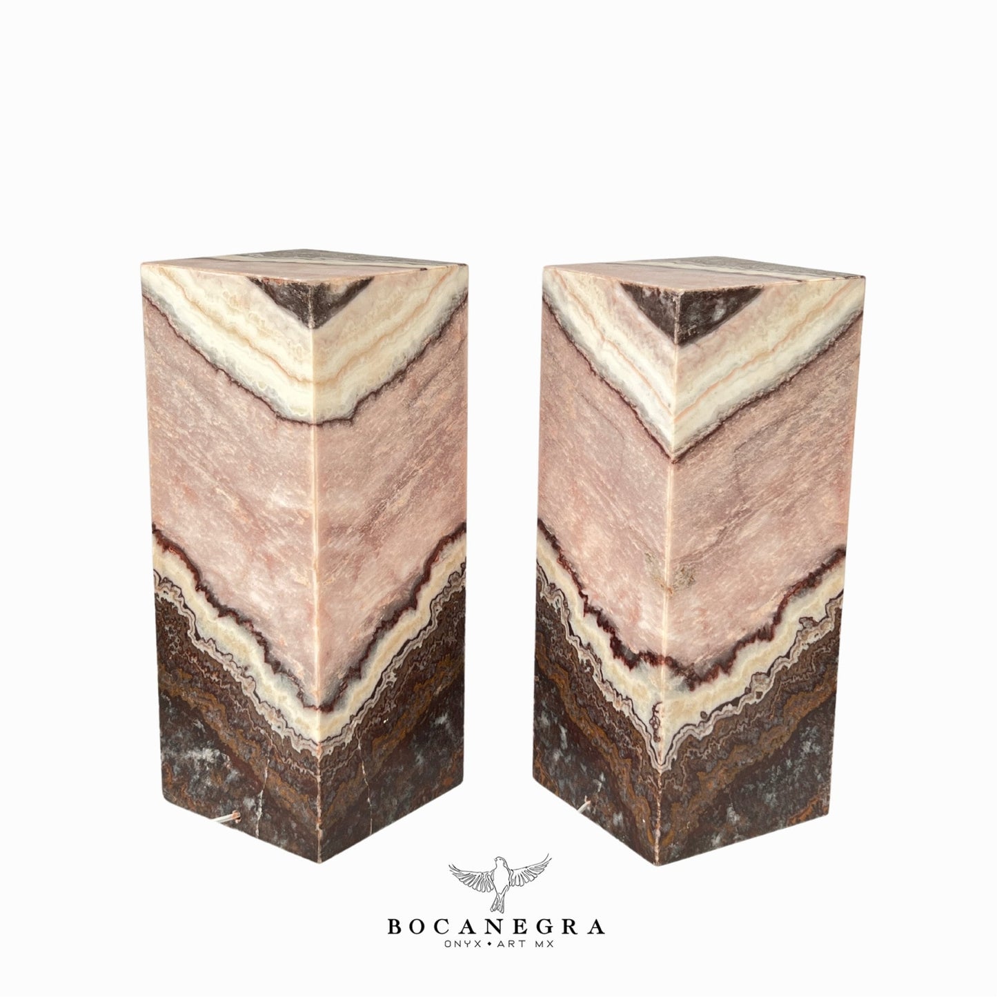 Brown & Pink Onyx Stone Lamps (Two Set) - Table Lamp - Home Decor