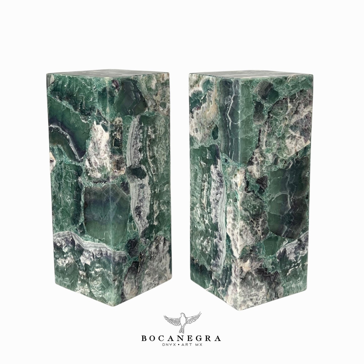 Green & Blue Fluorite Stone Lamps (Two set) - Table Lamp - Home Decor