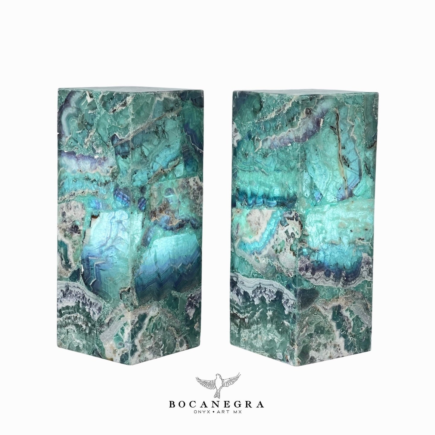 Green & Blue Fluorite Stone Lamps (Two set) - Table Lamp - Home Decor