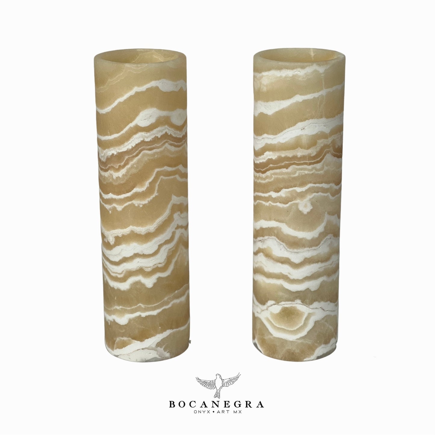 Beige & White Onyx Stone Lamp (Two Set) - Table Lamp - Home Decor