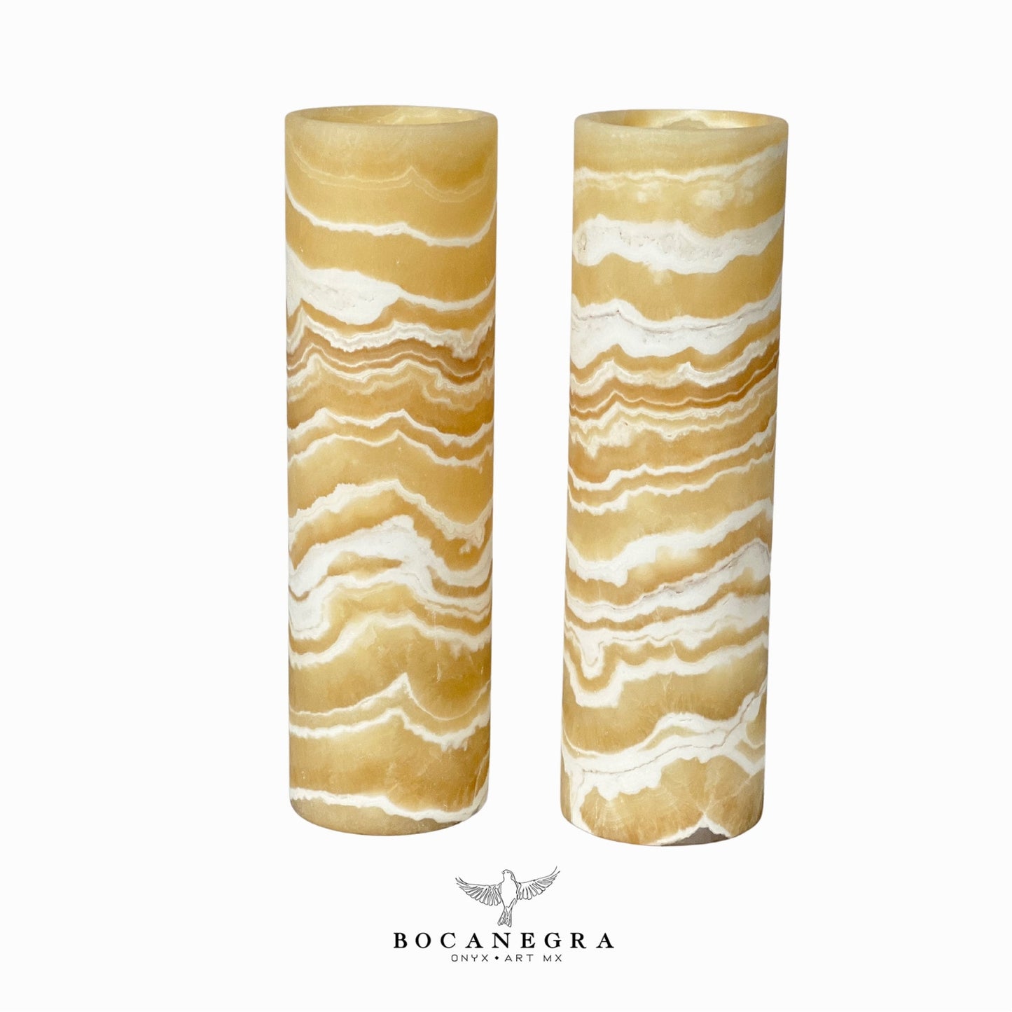 Beige & White Onyx Stone Lamp (Two Set) - Table Lamp - Home Decor