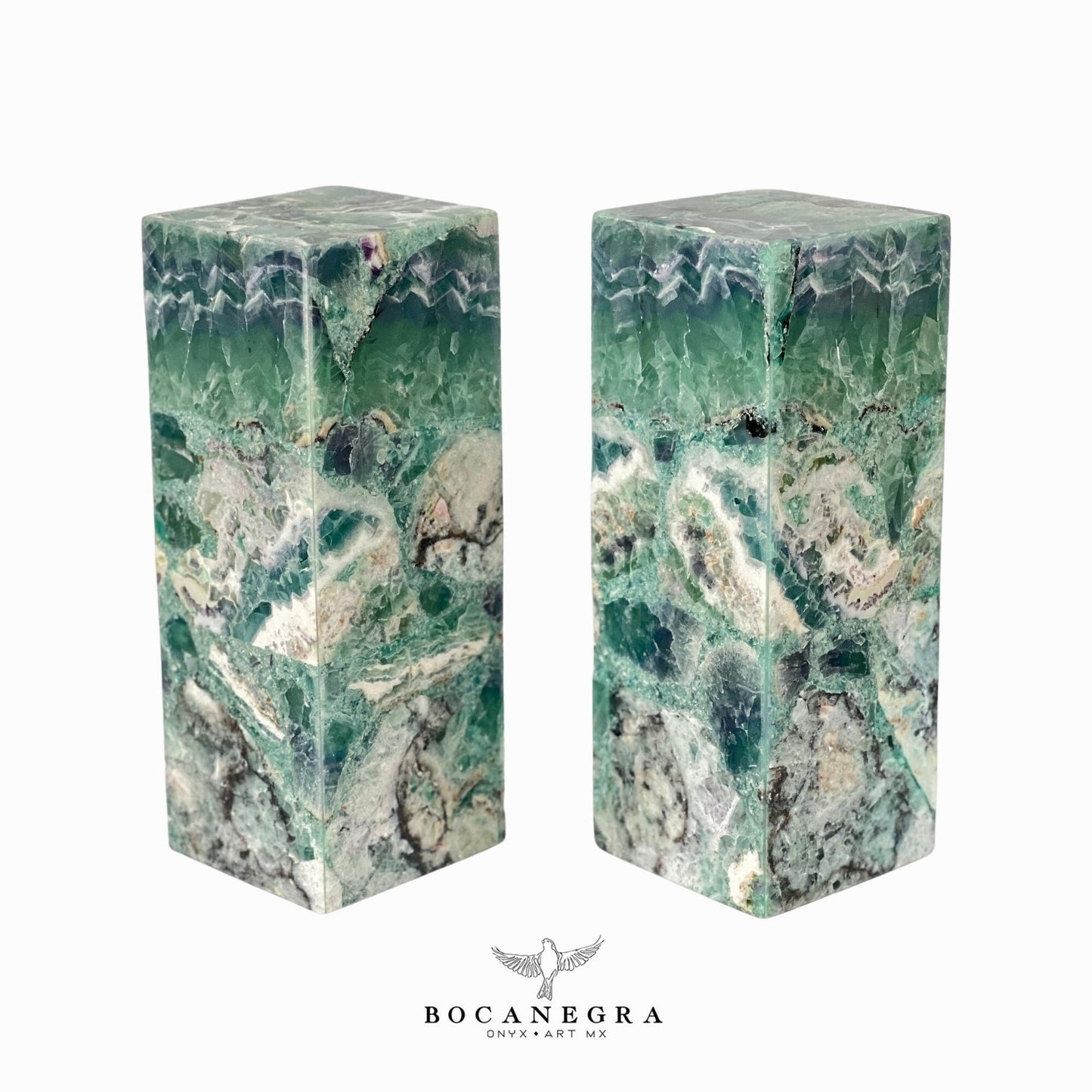 Green & Blue Fluorite Stone Lamps (Two set) - Table Lamp - Home Decor