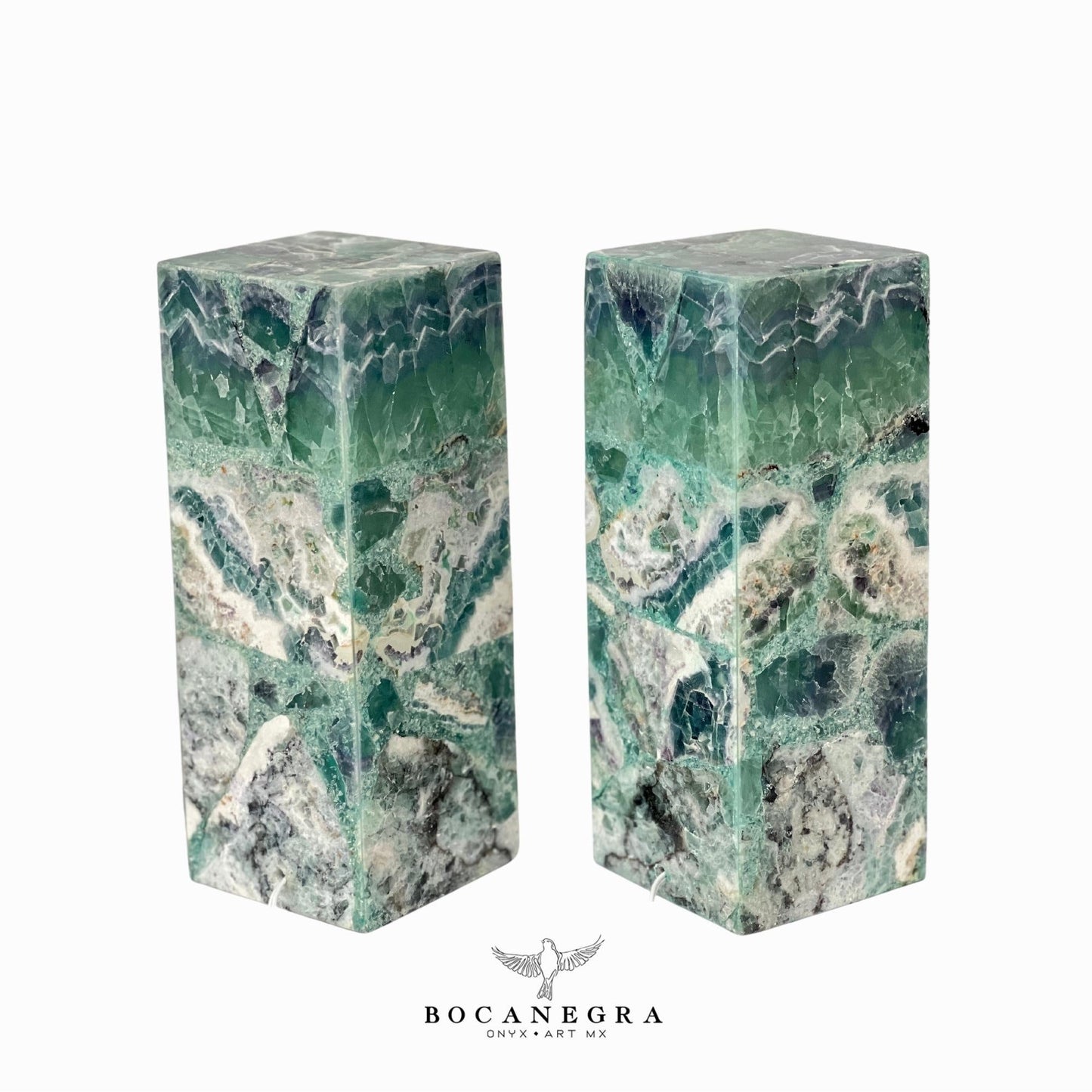 Green & Blue Fluorite Stone Lamps (Two set) - Table Lamp - Home Decor