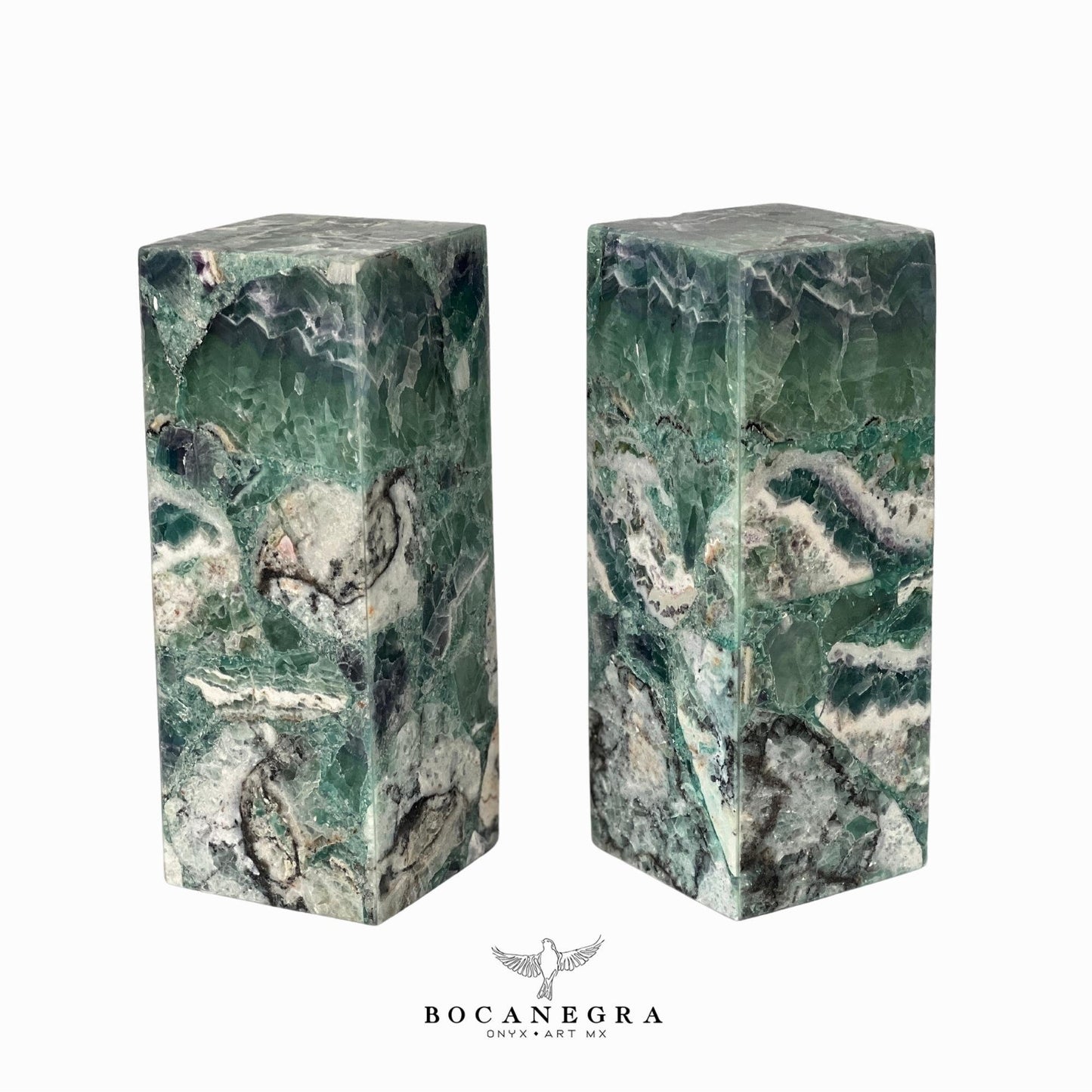 Green & Blue Fluorite Stone Lamps (Two set) - Table Lamp - Home Decor