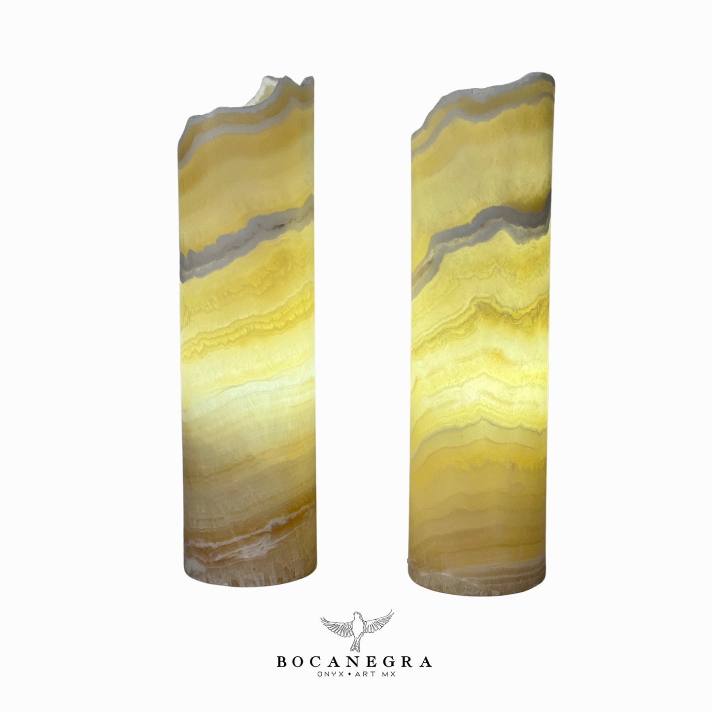 Beige & White Onyx Stone Lamp (Two Set) Table Lamp - Home Decor