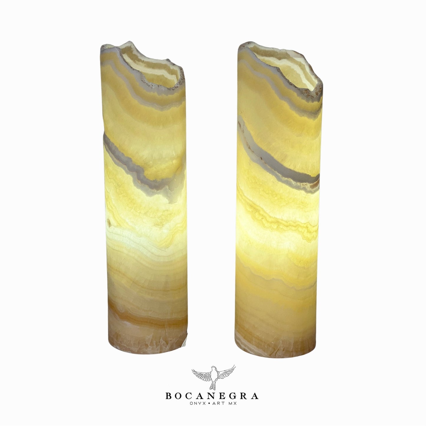 Beige & White Onyx Stone Lamp (Two Set) Table Lamp - Home Decor