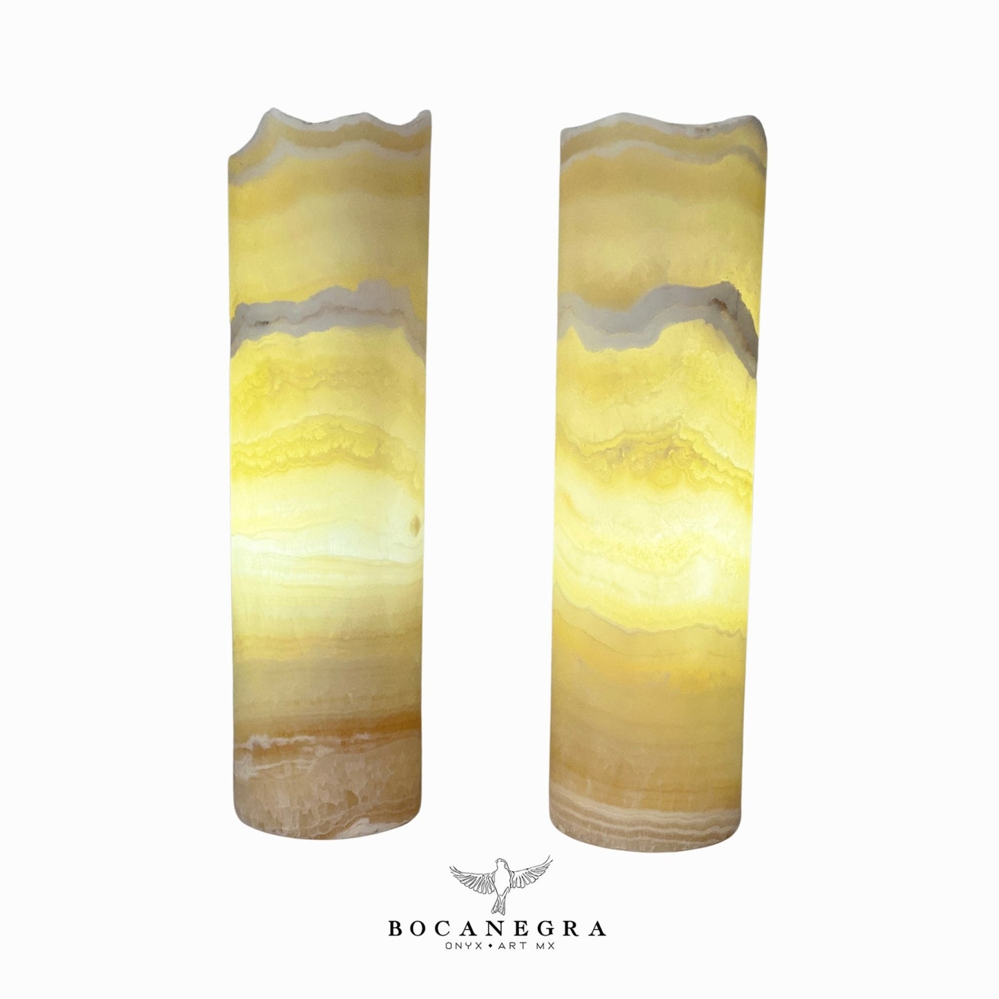 Beige & White Onyx Stone Lamp (Two Set) Table Lamp - Home Decor
