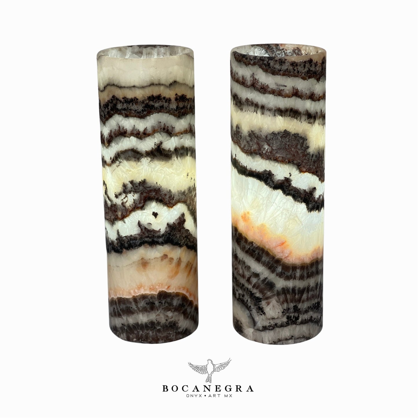 Brown & Beige Onyx Stone Lamps (Two set) - Table Lamp - Home Decor