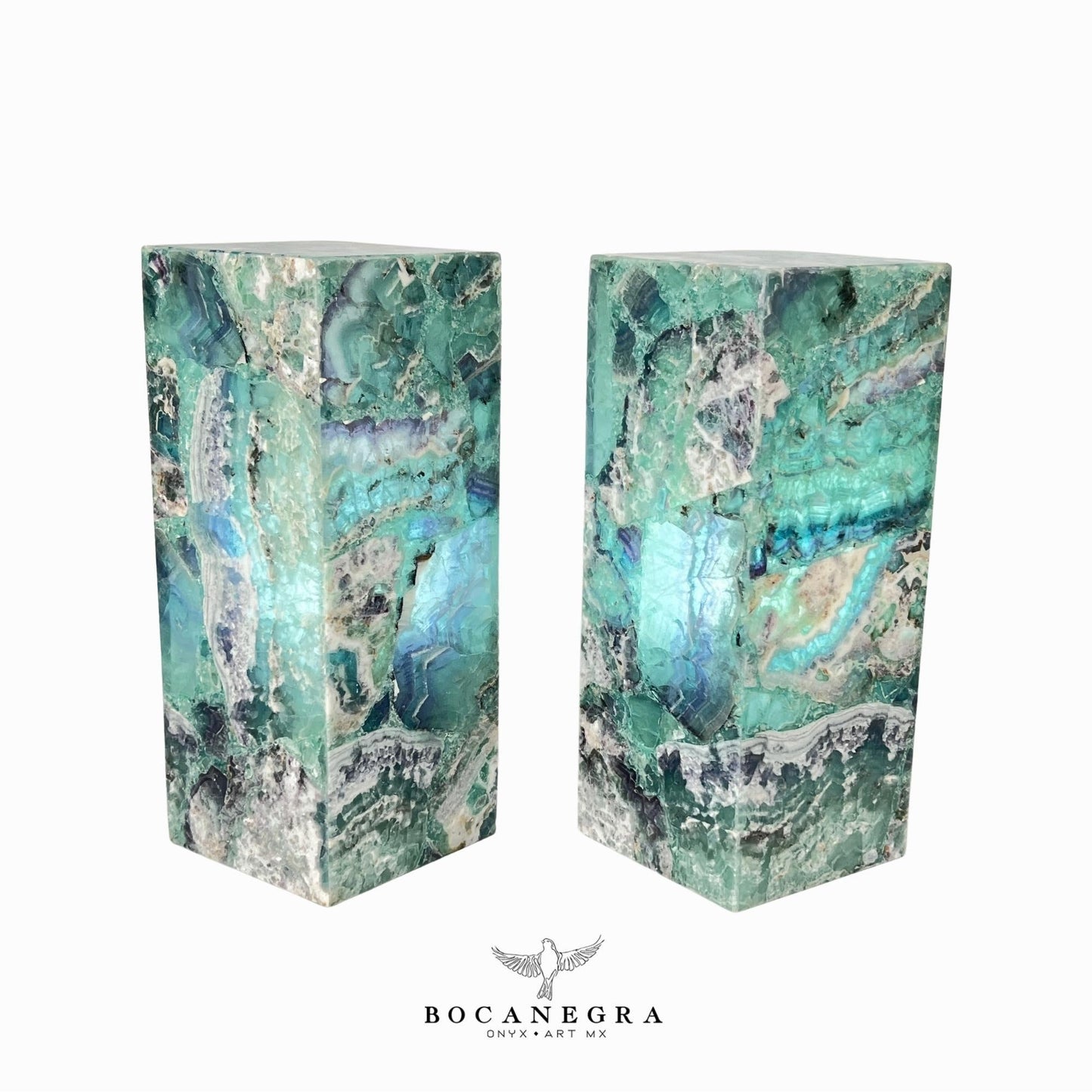 Green & Blue Fluorite Stone Lamps (Two set) - Table Lamp - Home Decor