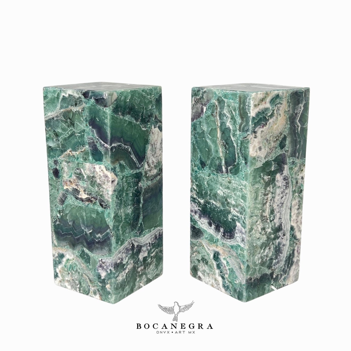 Green & Blue Fluorite Stone Lamps (Two set) - Table Lamp - Home Decor