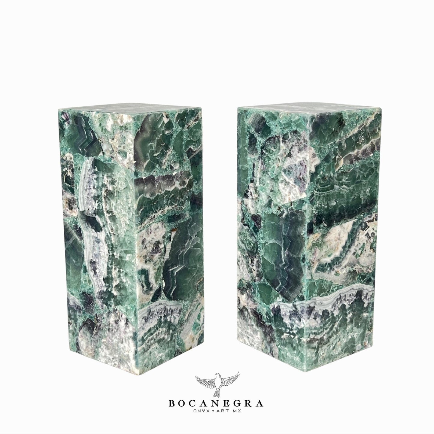 Green & Blue Fluorite Stone Lamps (Two set) - Table Lamp - Home Decor