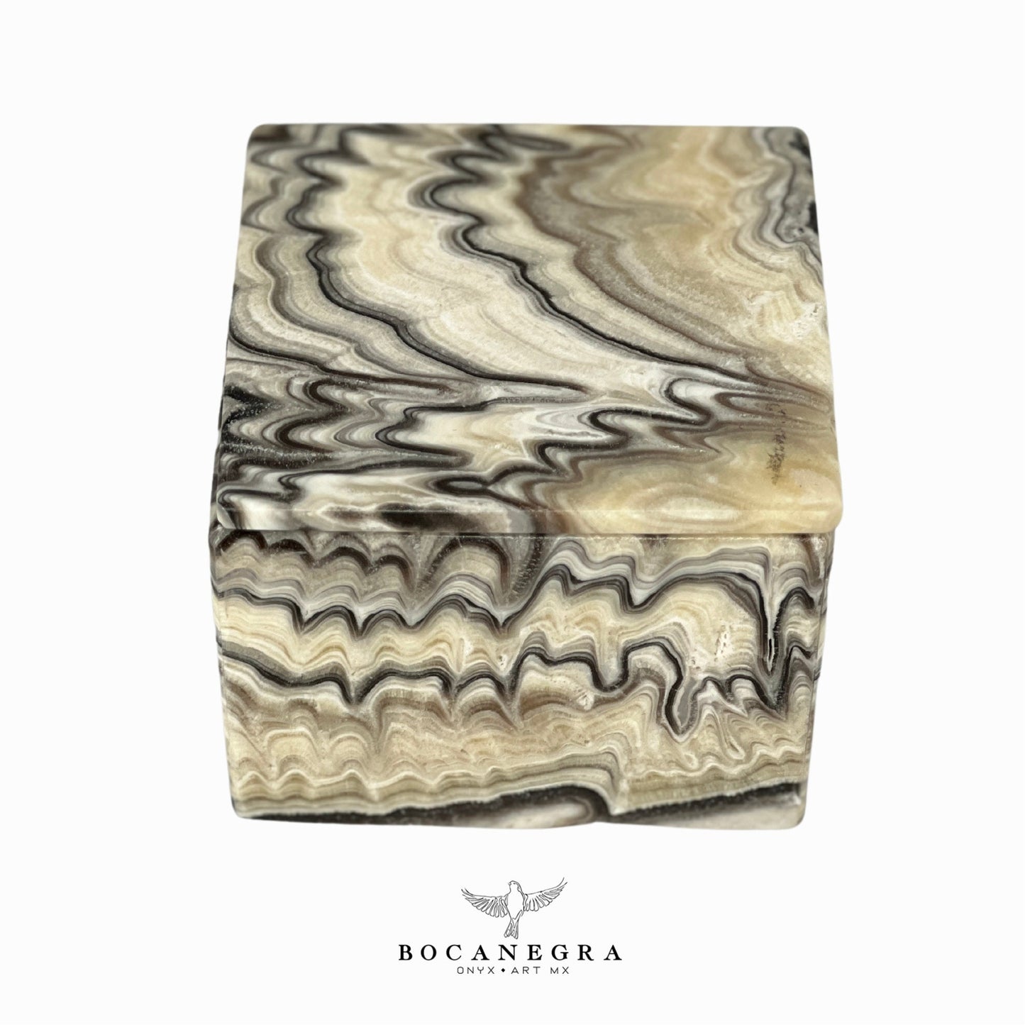 Gray & Beige Onyx Square Jewelry Box - Organizer - Storage Box