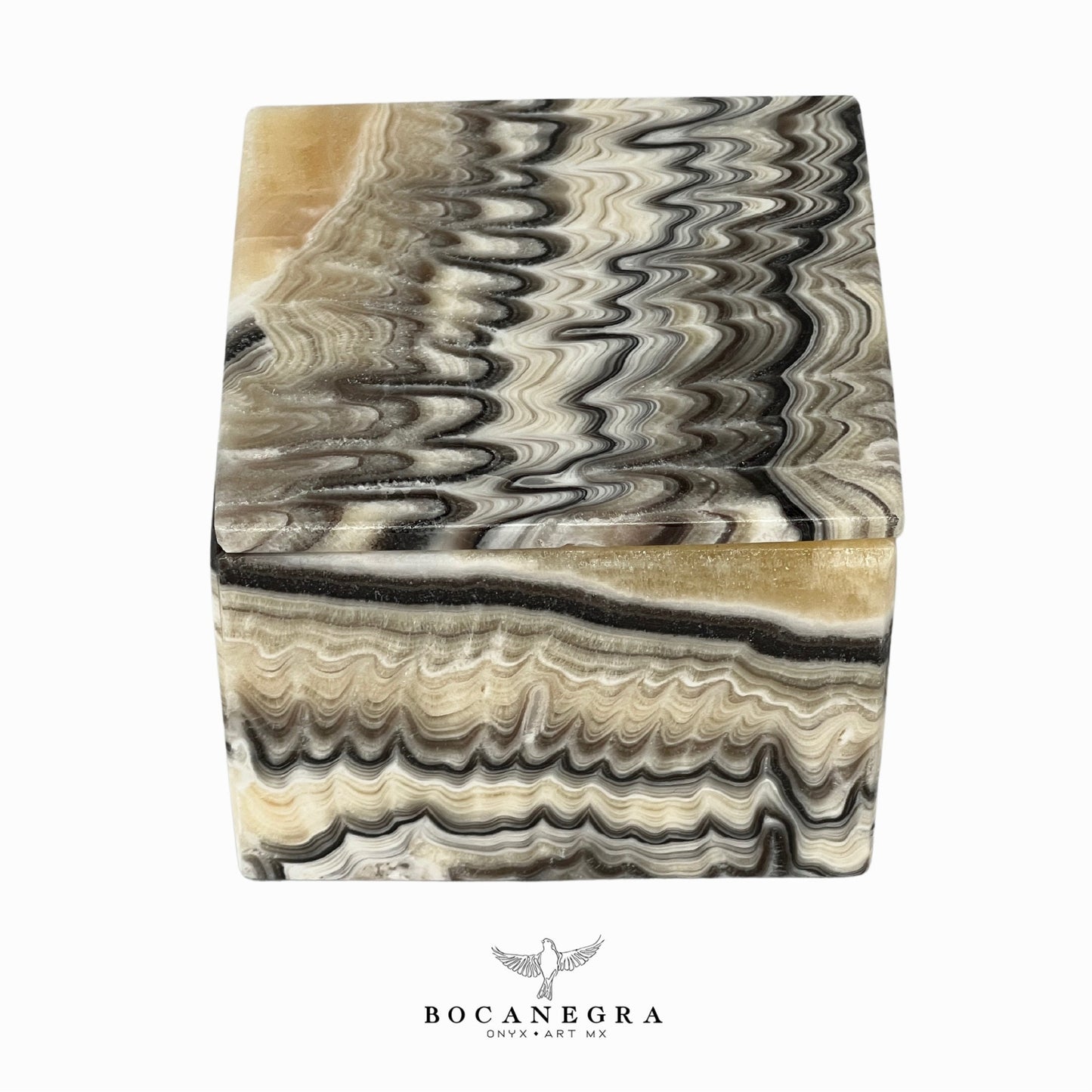 Gray & Beige Onyx Square Jewelry Box - Organizer - Storage Box