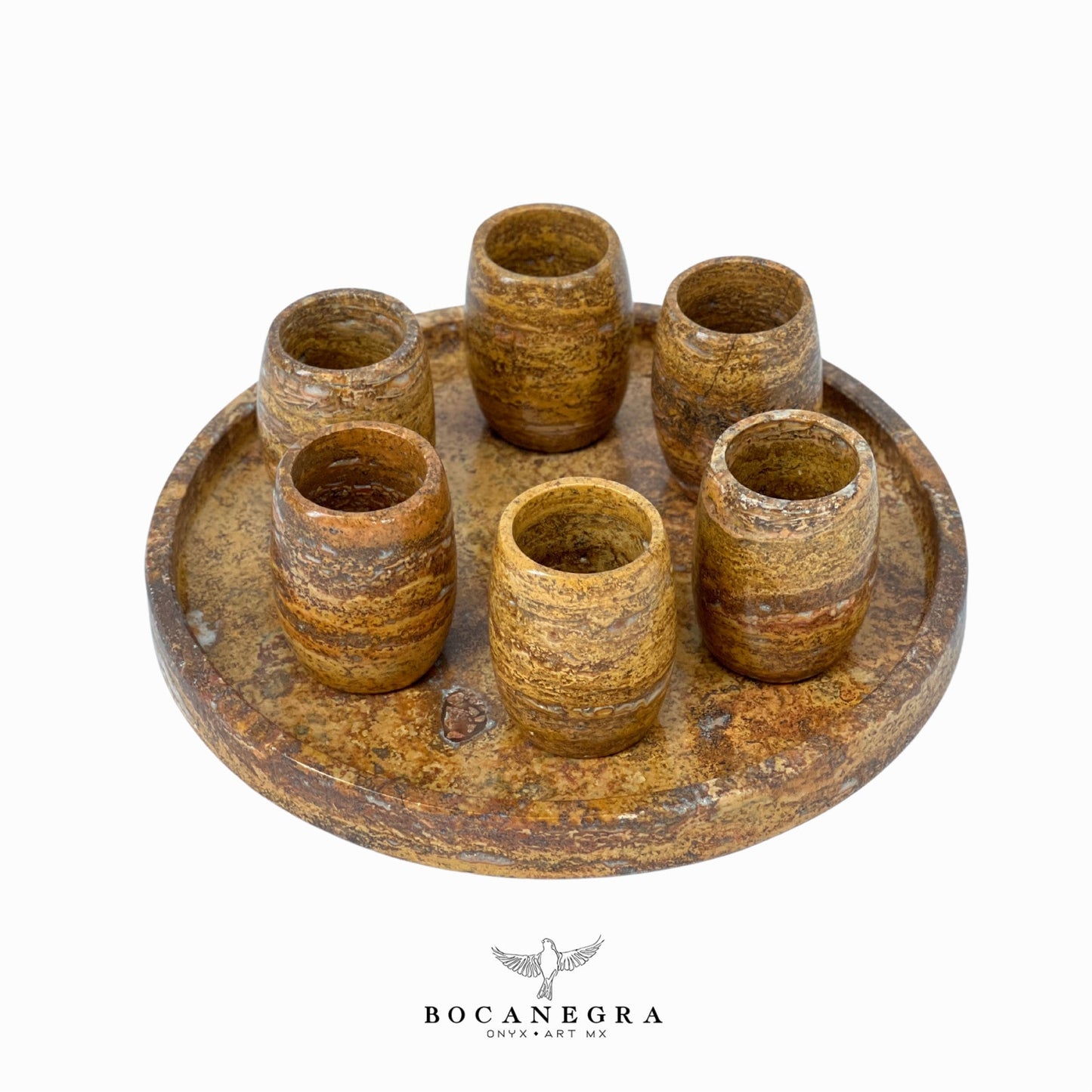 Copper Onyx Tequila Shots - Hand carved shot - (Set of 6)