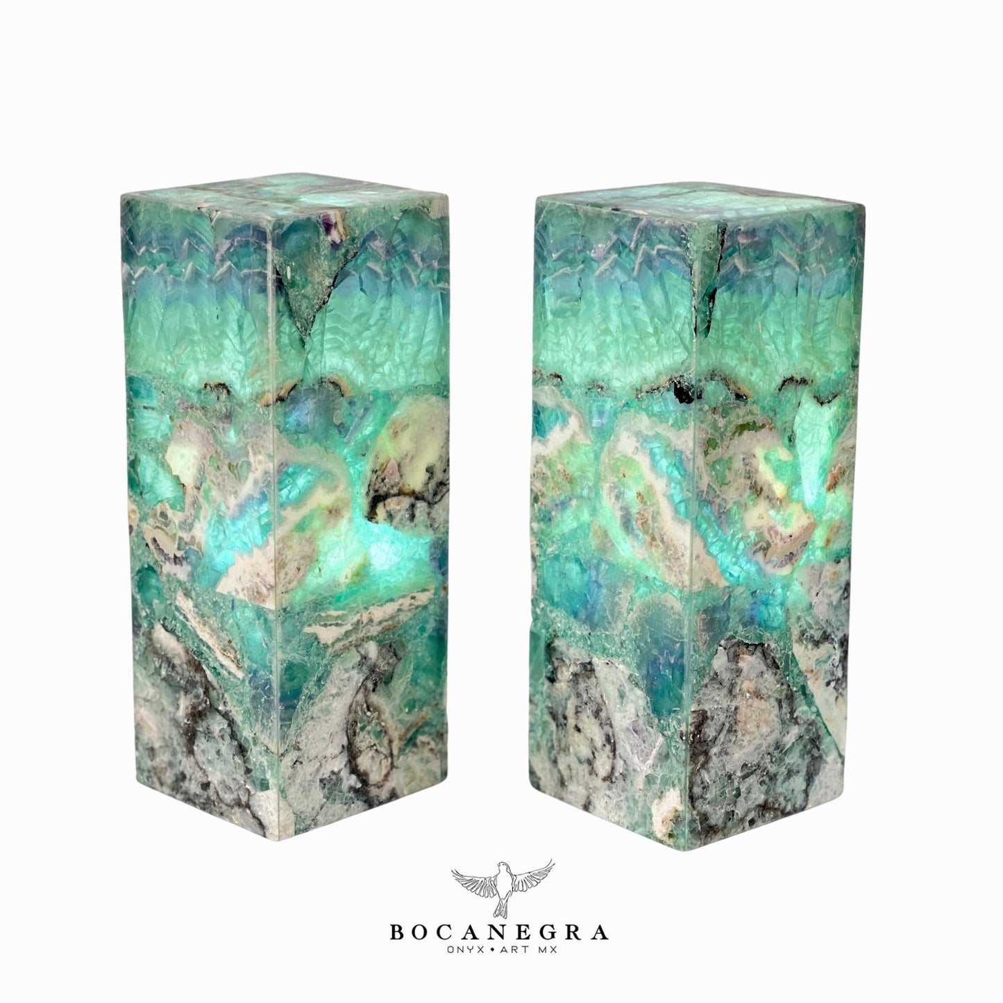 Green & Blue Fluorite Stone Lamps (Two set) - Table Lamp - Home Decor