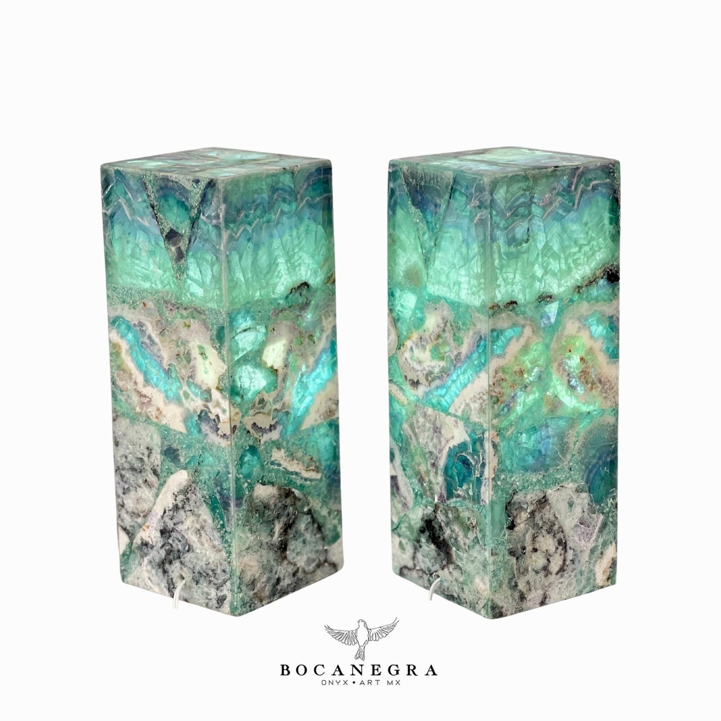 Green & Blue Fluorite Stone Lamps (Two set) - Table Lamp - Home Decor
