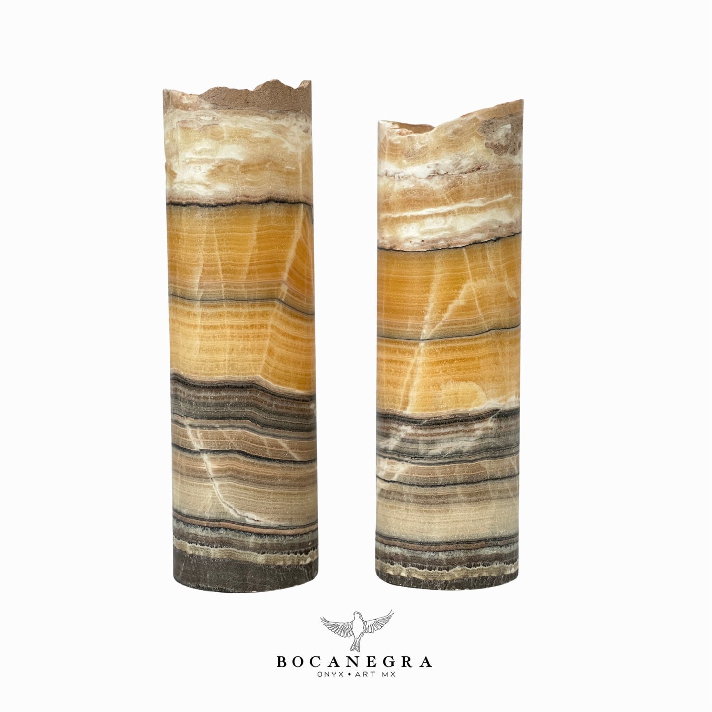 Beige and Black Onyx Stone Lamps (Two set) - Table Lamp - Home Decor