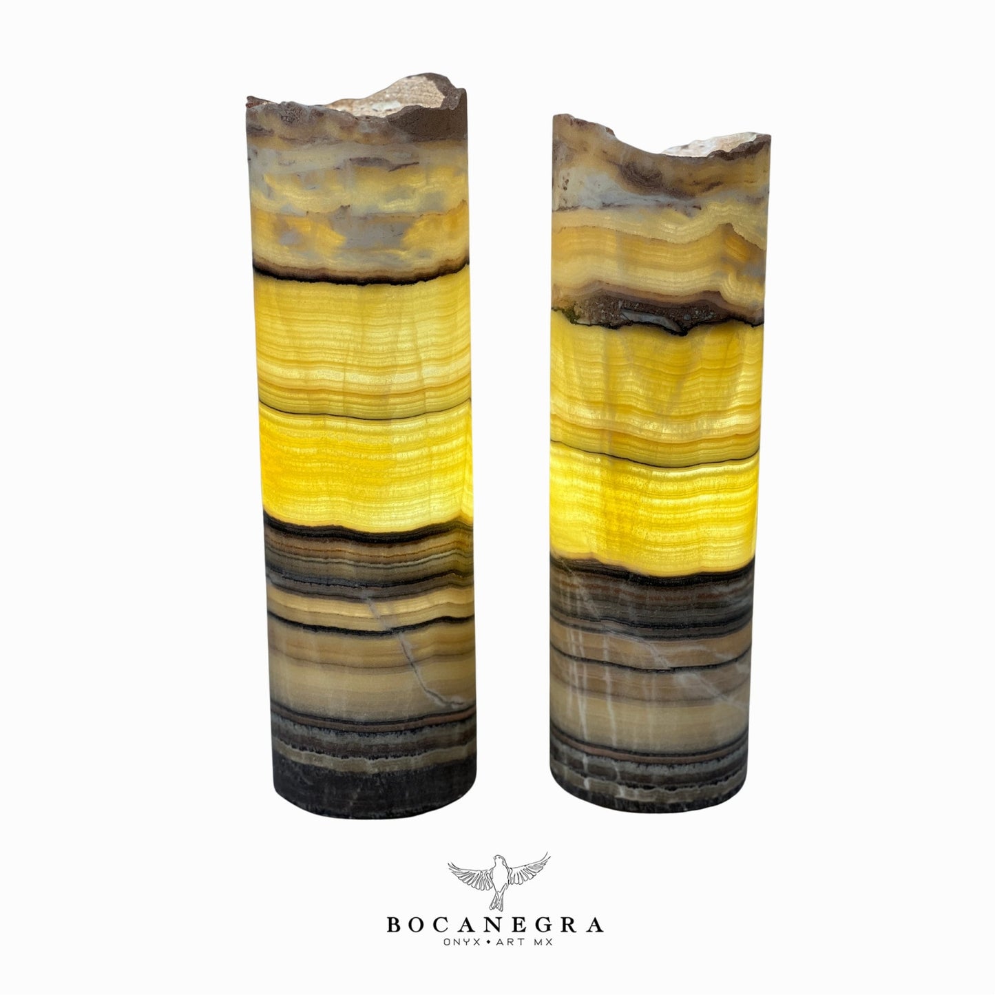 Beige and Black Onyx Stone Lamps (Two set) - Table Lamp - Home Decor