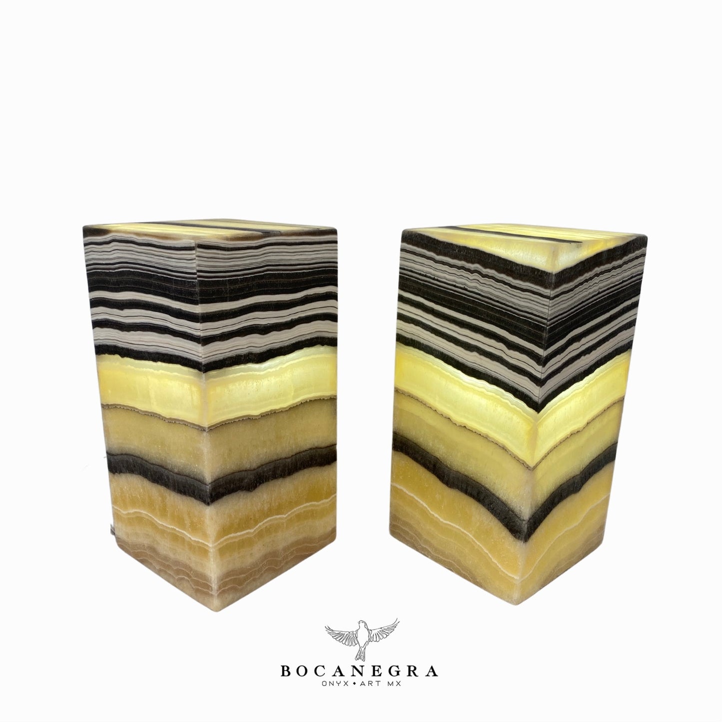 Beige and Black Onyx Stone Lamps(Two Set) - Table Lamp - Home Decor
