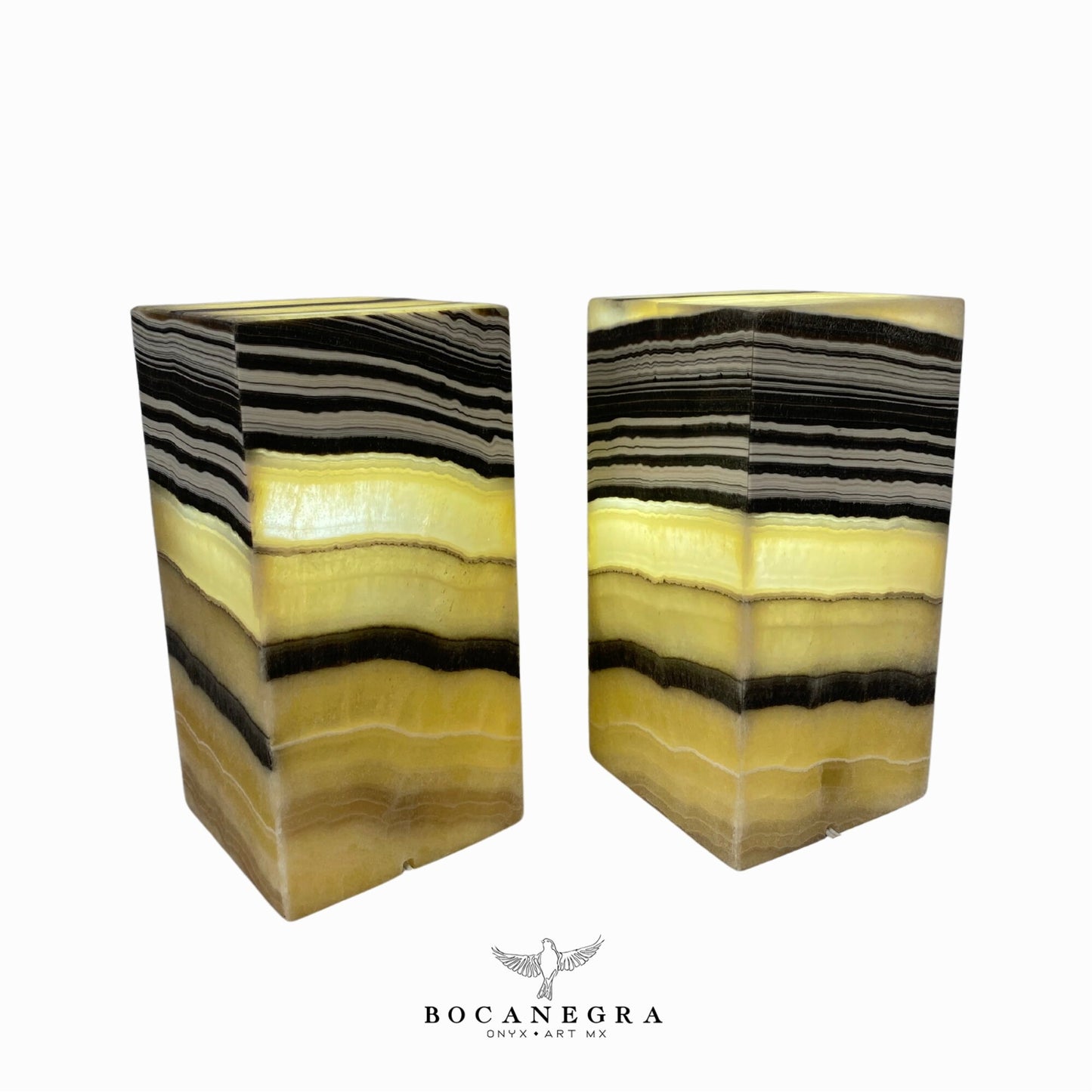 Beige and Black Onyx Stone Lamps(Two Set) - Table Lamp - Home Decor
