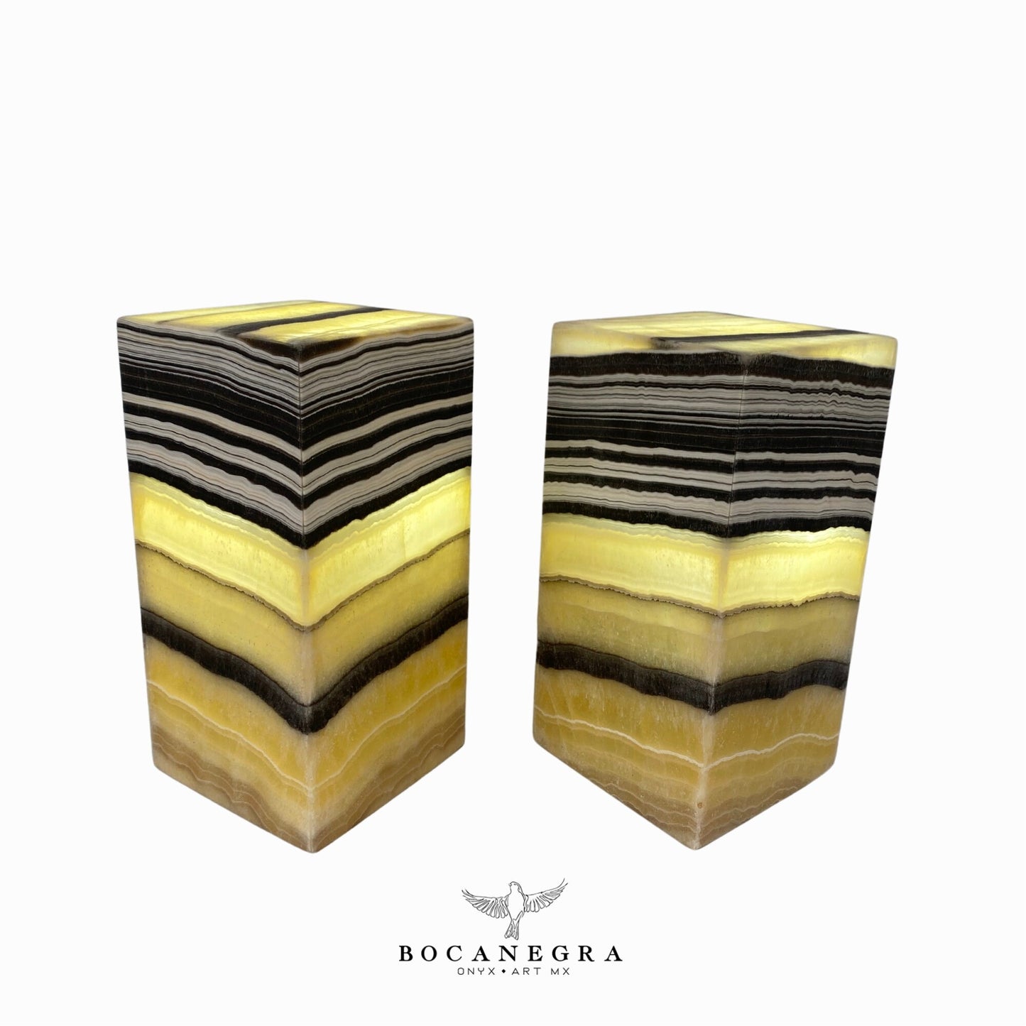 Beige and Black Onyx Stone Lamps(Two Set) - Table Lamp - Home Decor