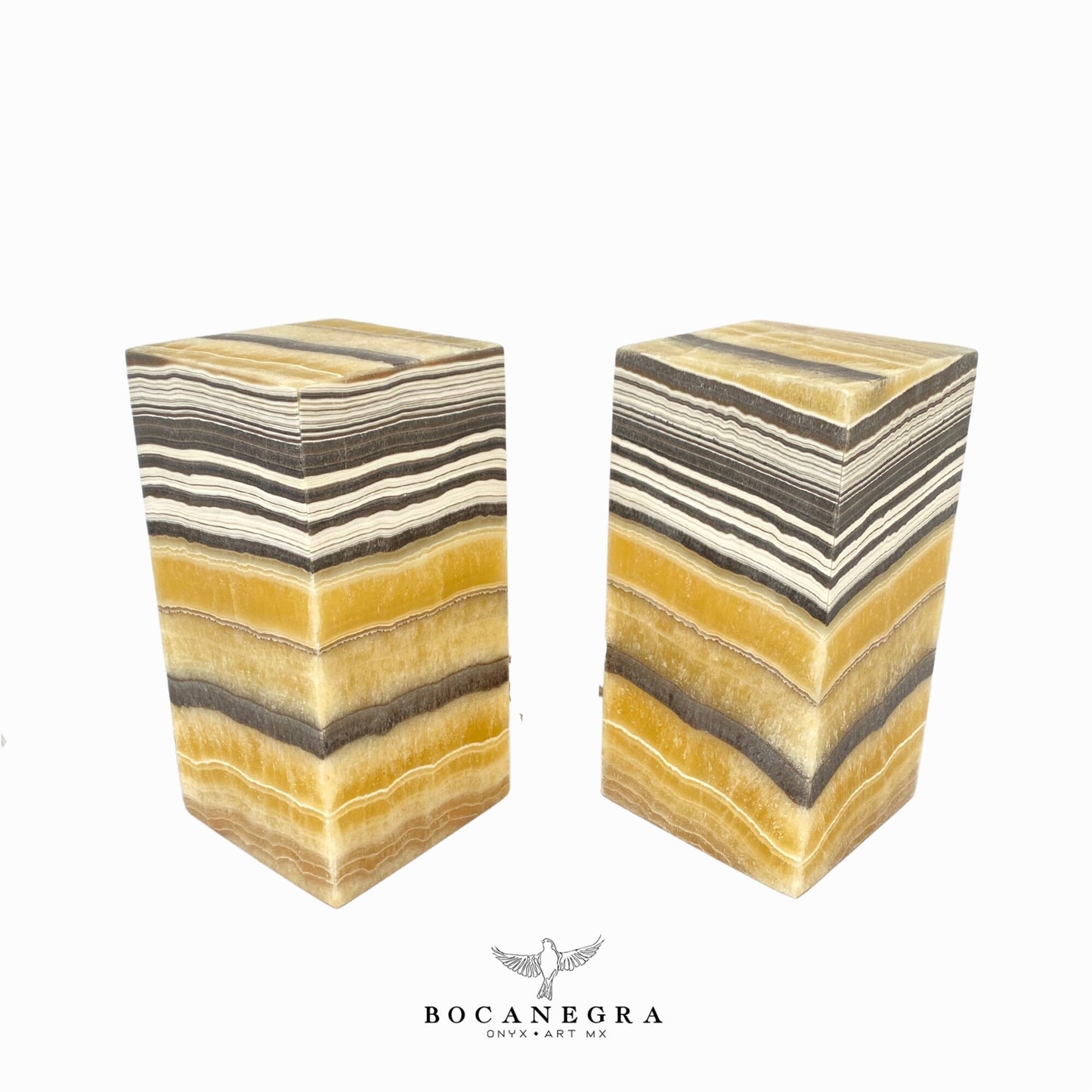 Beige and Black Onyx Stone Lamps(Two Set) - Table Lamp - Home Decor