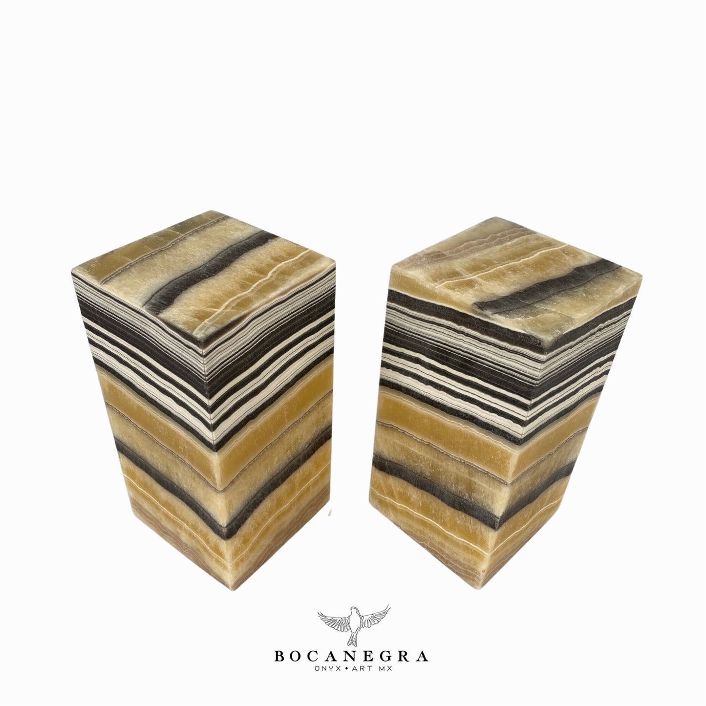 Beige and Black Onyx Stone Lamps(Two Set) - Table Lamp - Home Decor