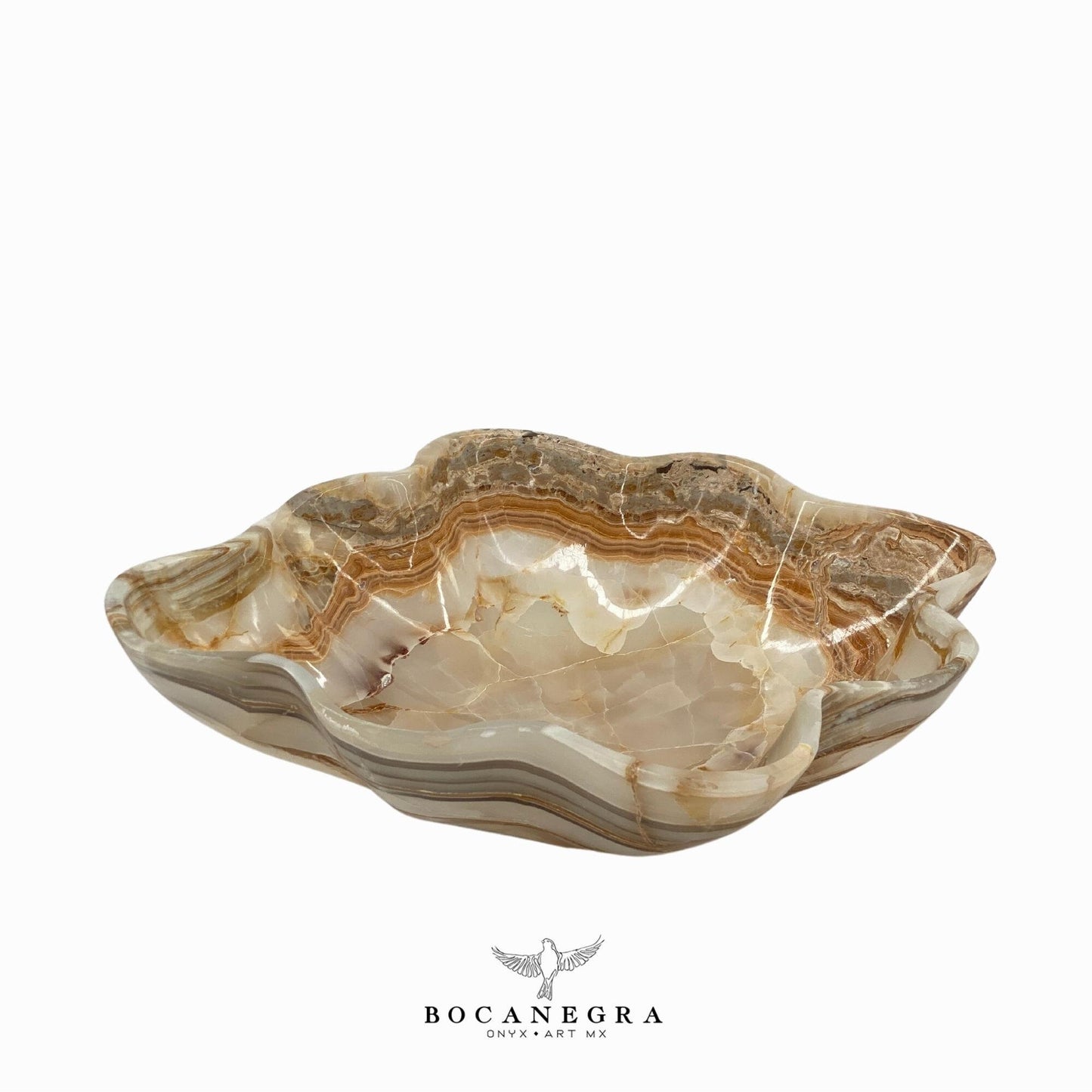 Beige & Brown Decorative Onyx Bowl - Centerpiece - Fruit Platter