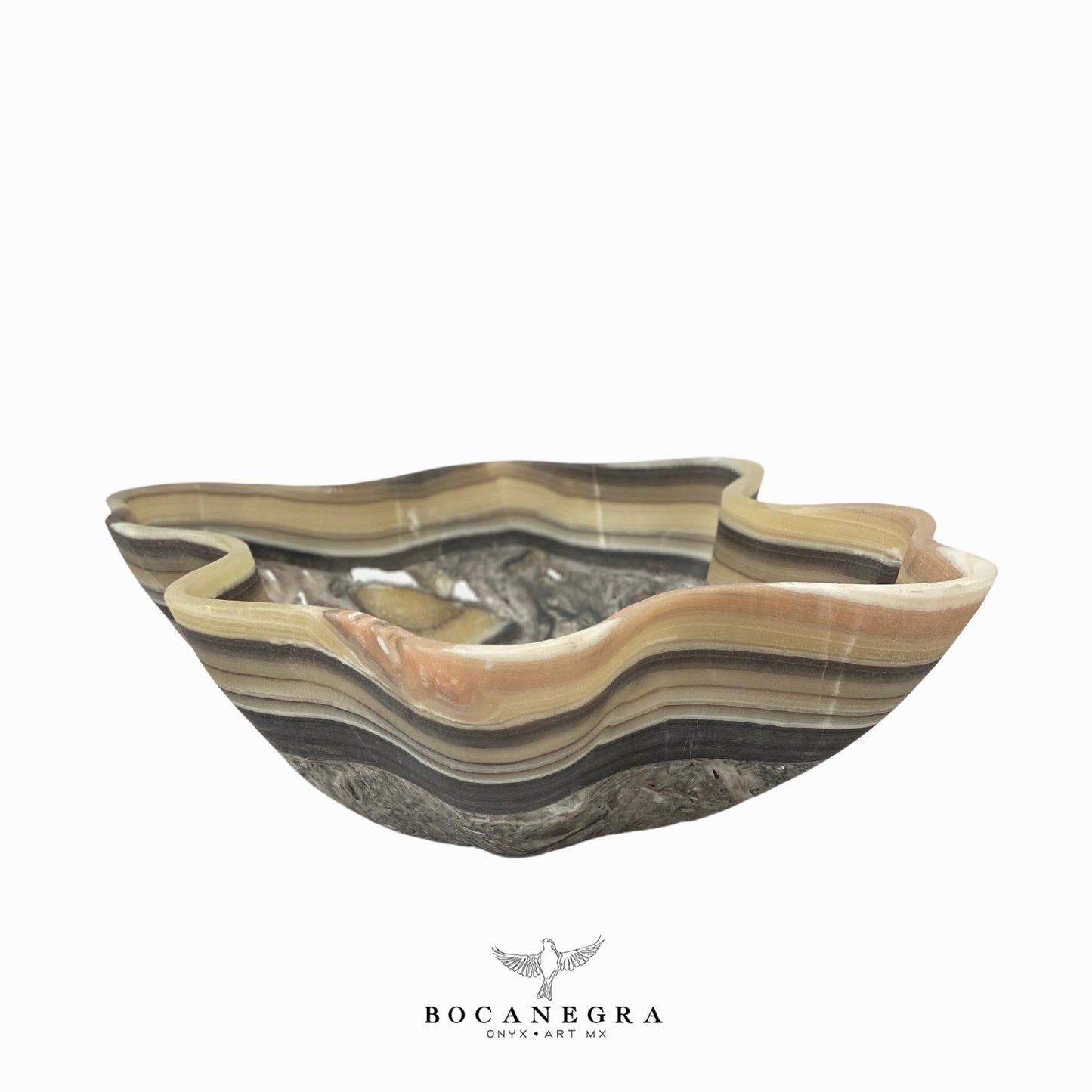 Black & Beige Decorative Onyx Bowl - Centerpiece - Fruit platter