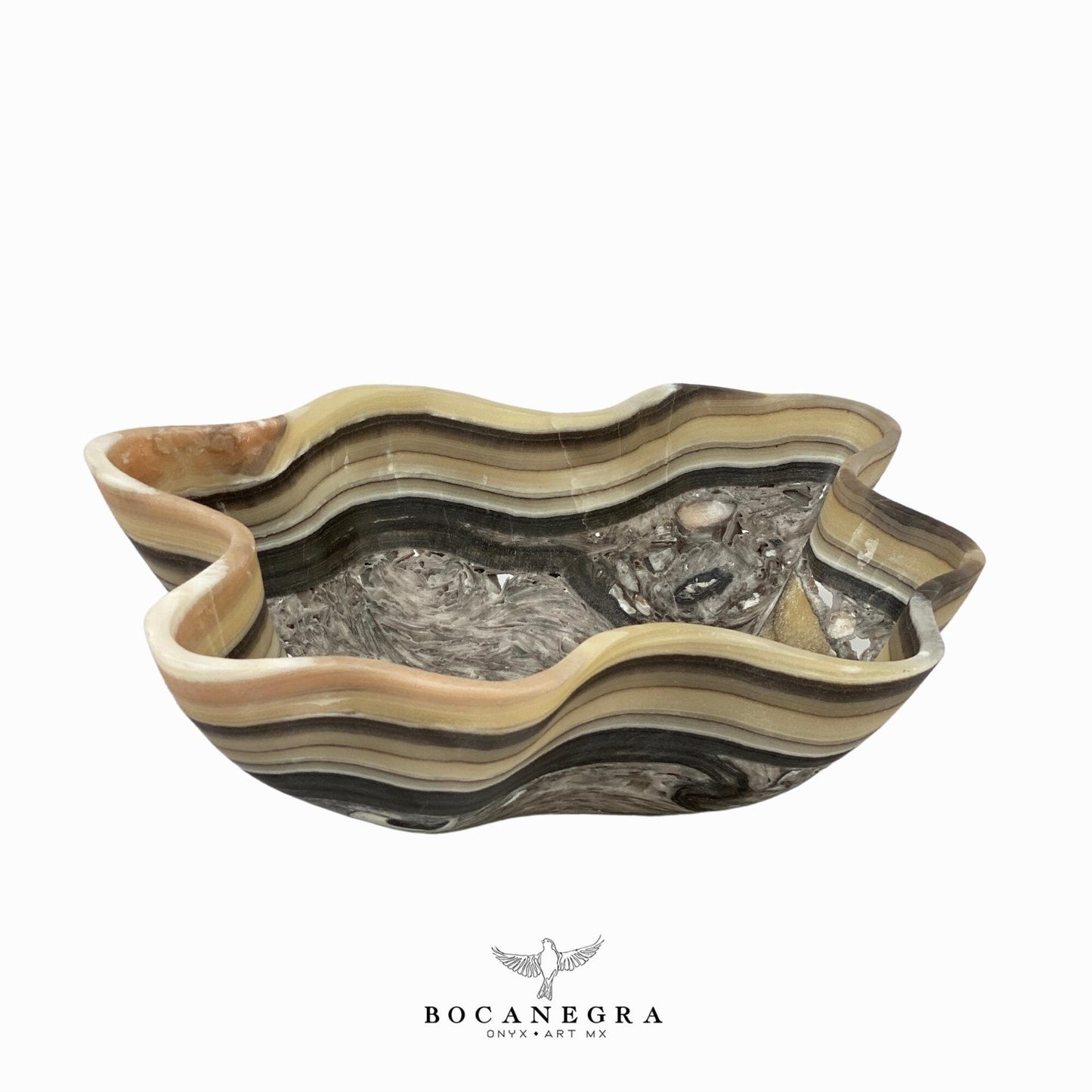 Black & Beige Decorative Onyx Bowl - Centerpiece - Fruit platter