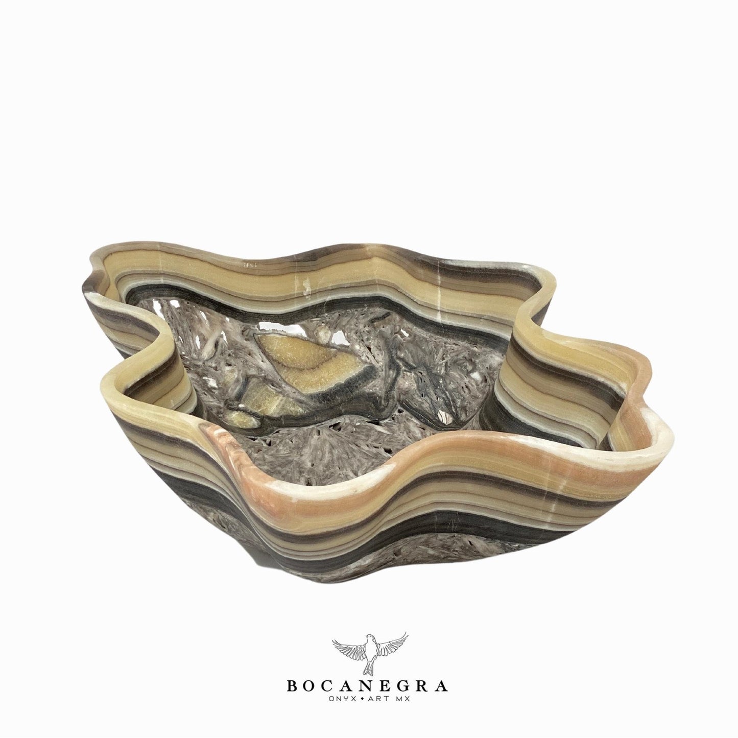 Black & Beige Decorative Onyx Bowl - Centerpiece - Fruit platter