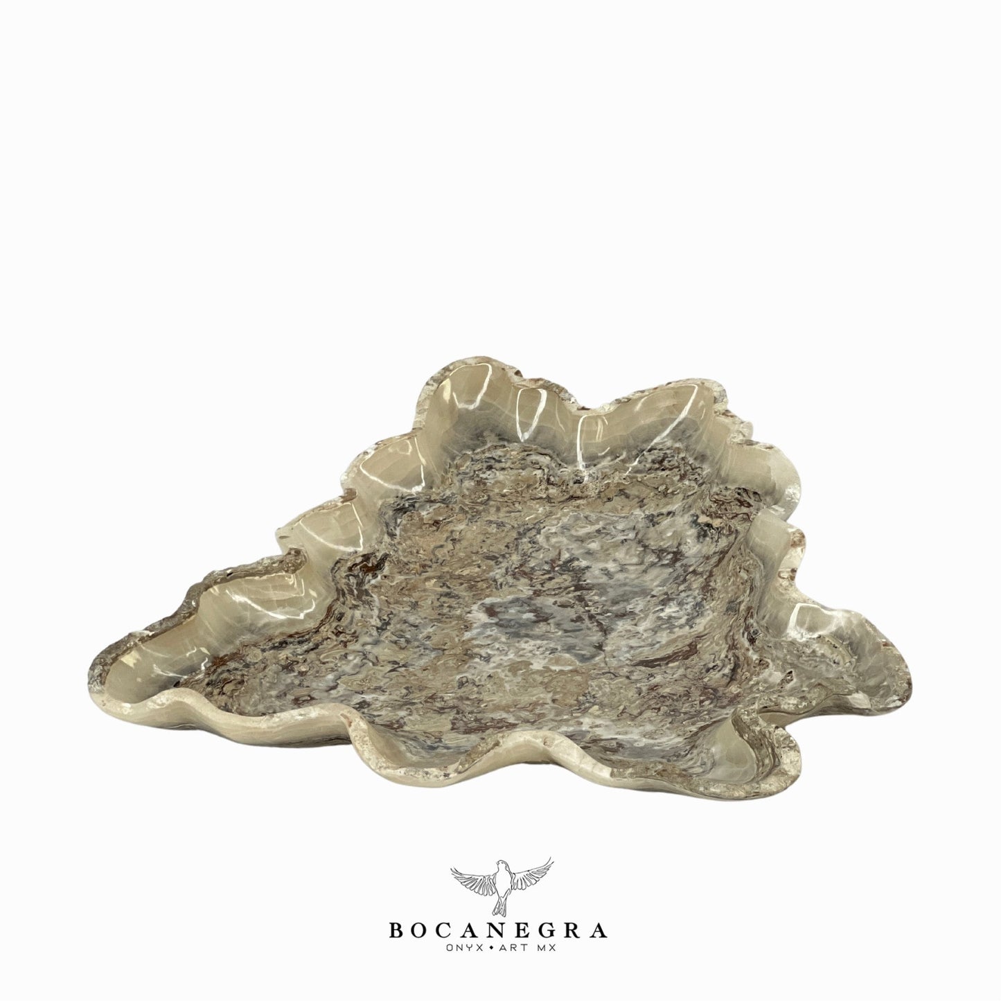 Gray & Beige Decorative Onyx Bowl - Centerpiece - Fruit Platter