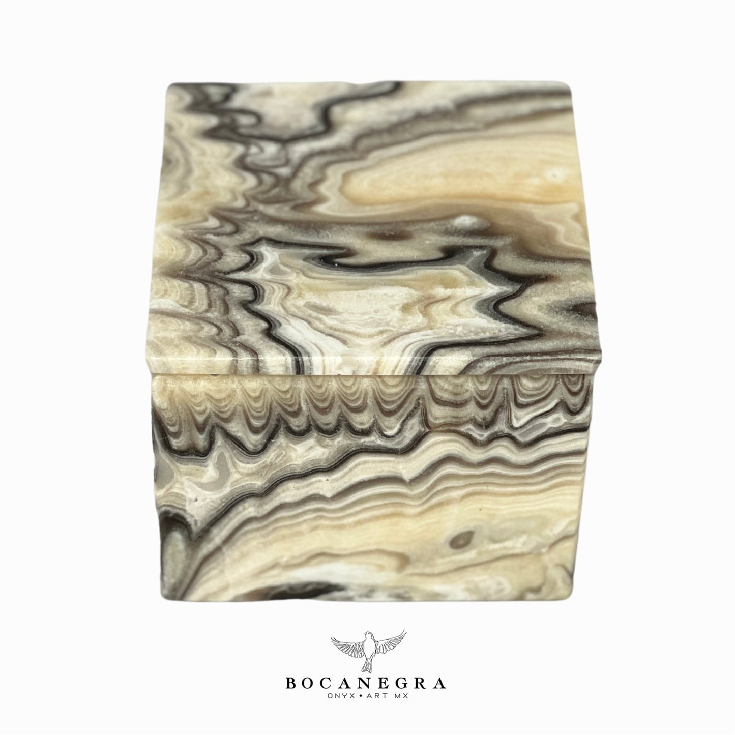 Gray & Beige Onyx Square Jewelry Box - Organizer - Storage Box