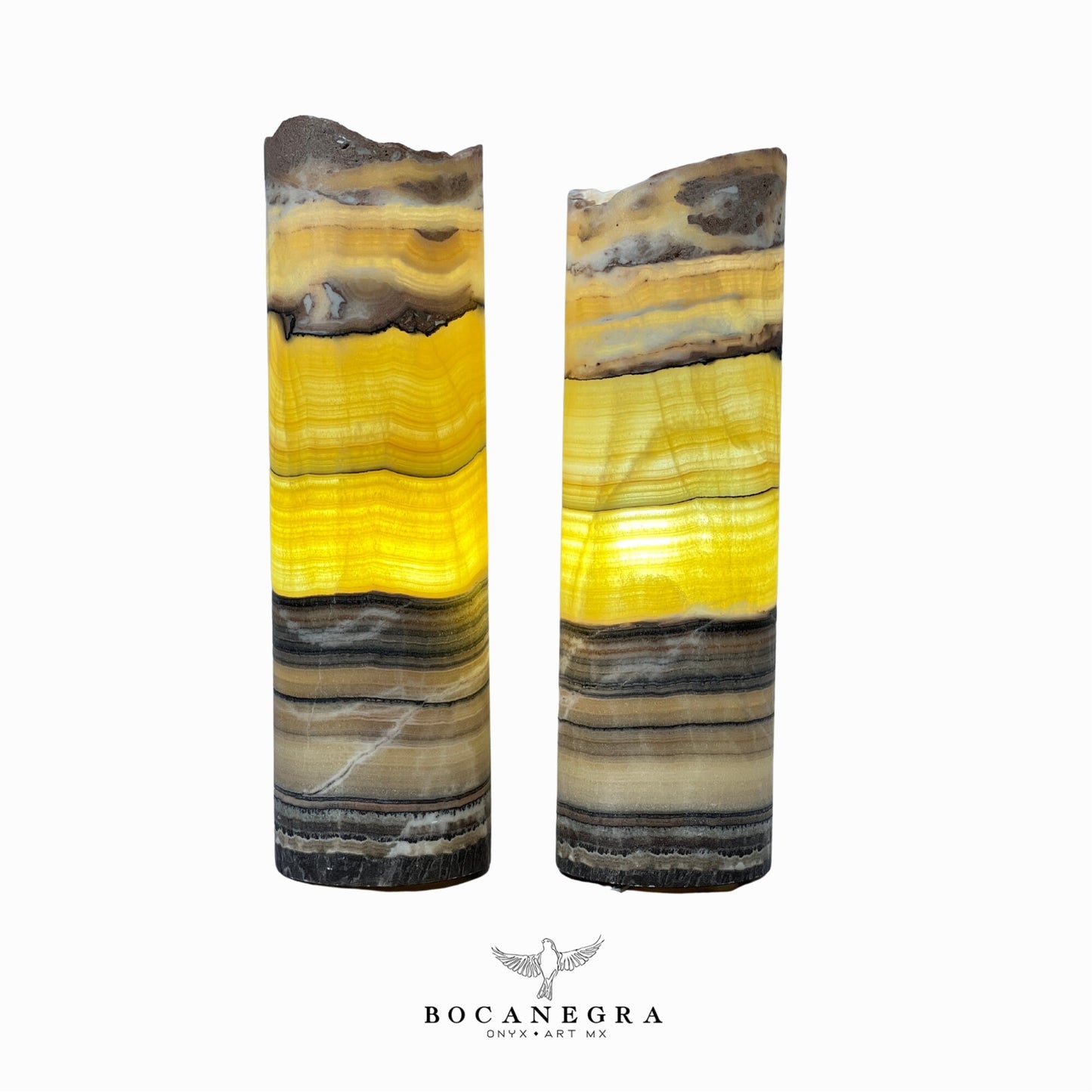 Beige and Black Onyx Stone Lamps (Two set) - Table Lamp - Home Decor