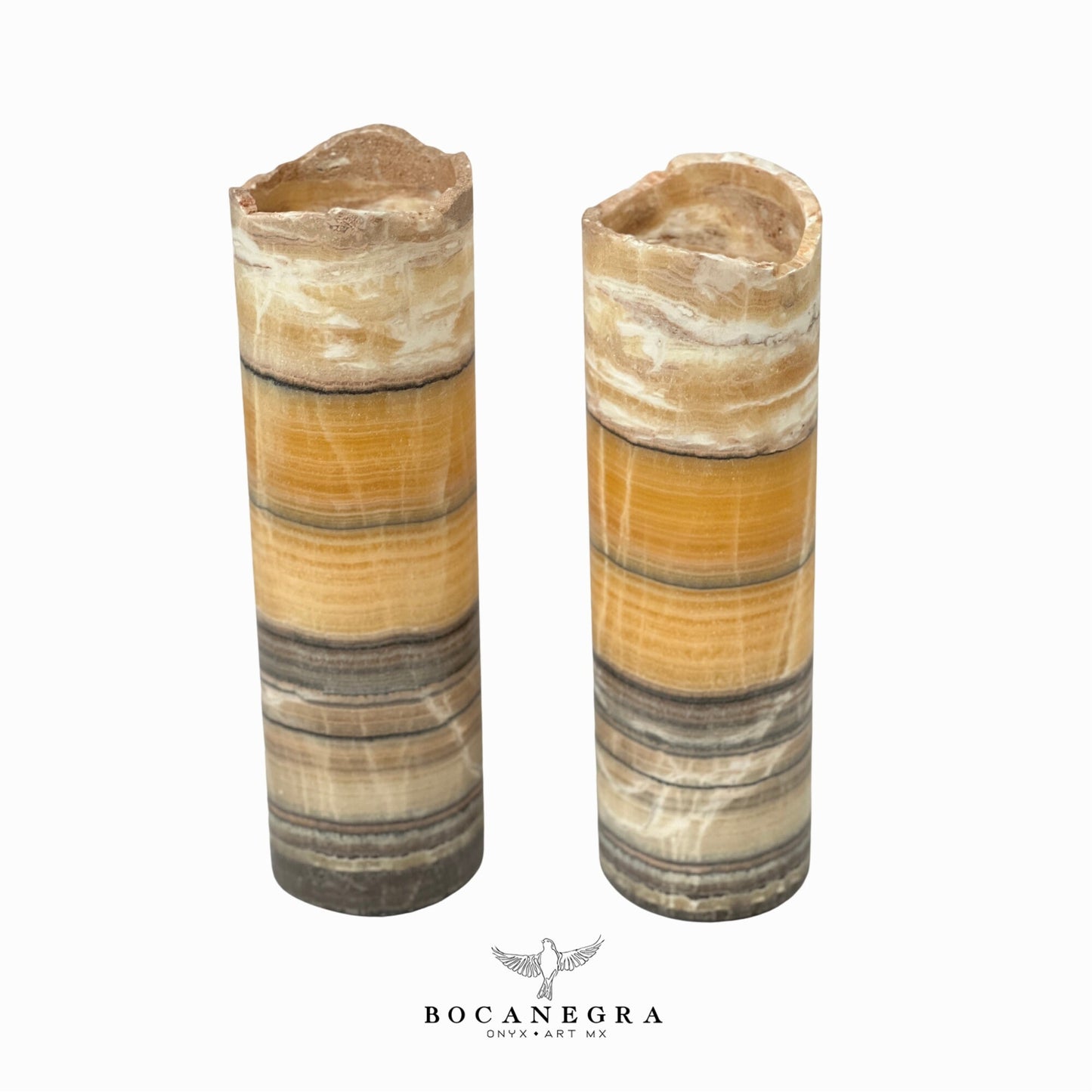 Beige and Black Onyx Stone Lamps (Two set) - Table Lamp - Home Decor