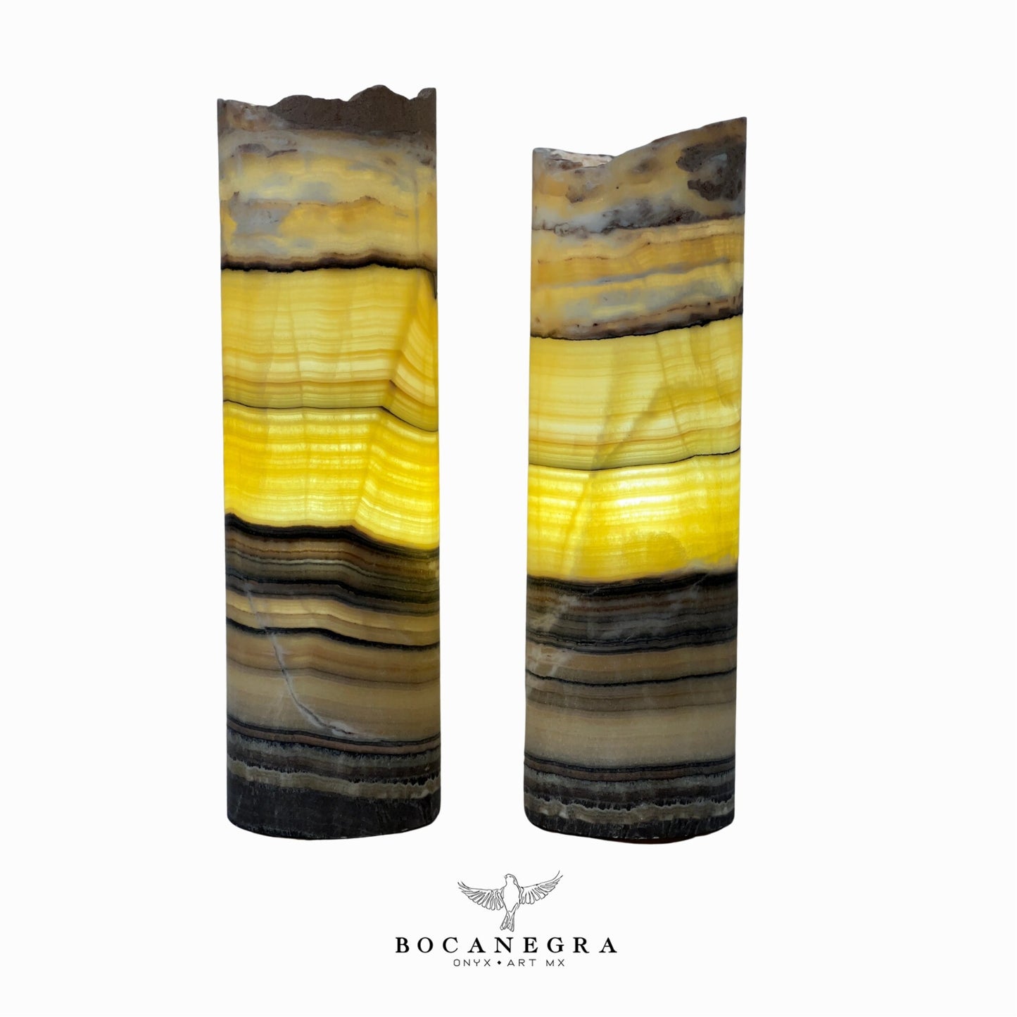 Beige and Black Onyx Stone Lamps (Two set) - Table Lamp - Home Decor