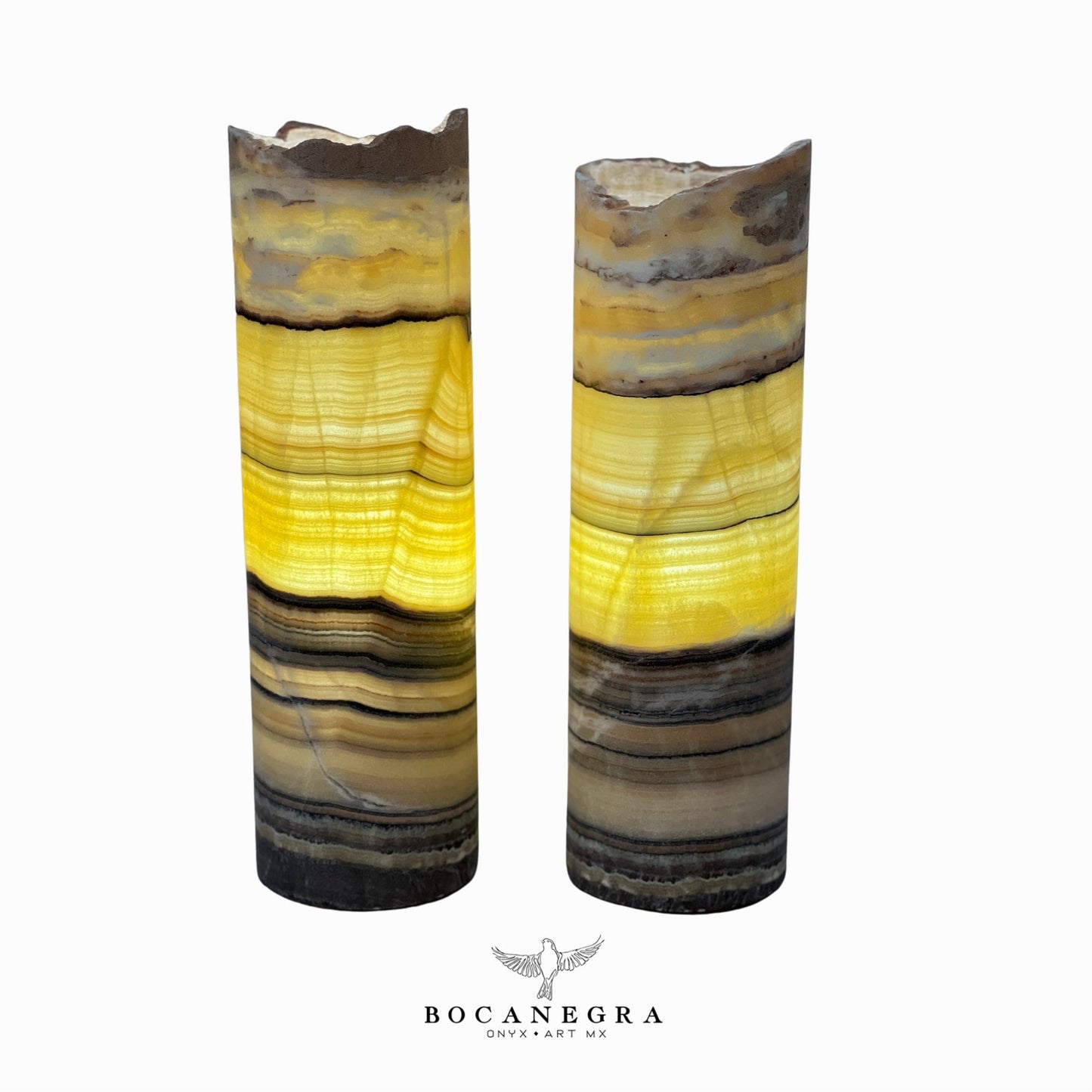 Beige and Black Onyx Stone Lamps (Two set) - Table Lamp - Home Decor