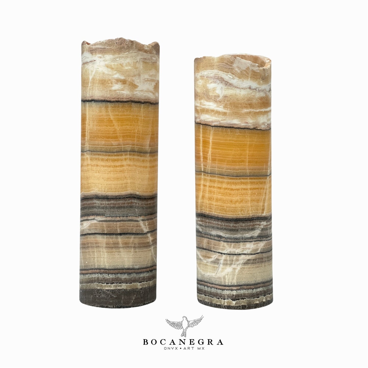 Beige and Black Onyx Stone Lamps (Two set) - Table Lamp - Home Decor