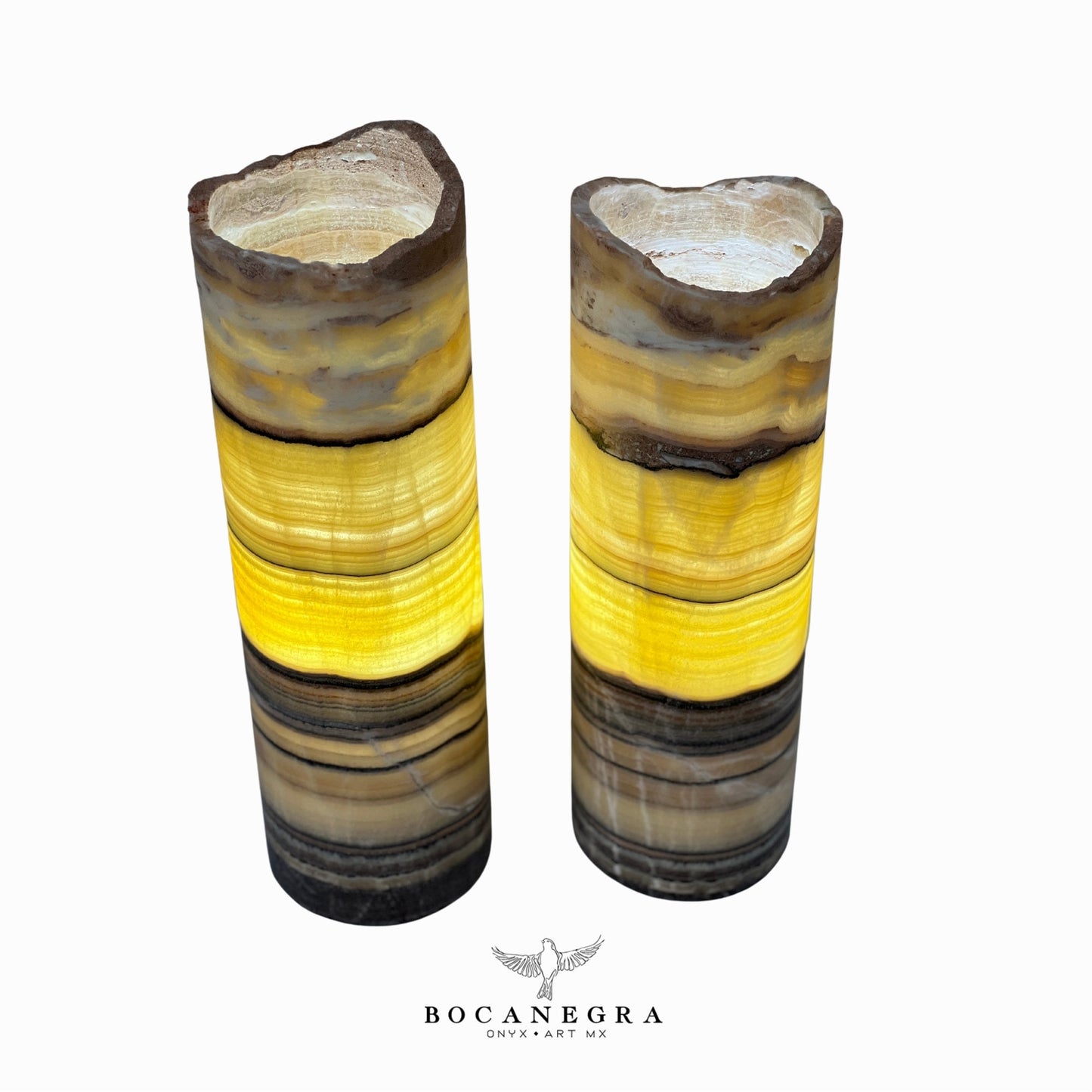 Beige and Black Onyx Stone Lamps (Two set) - Table Lamp - Home Decor